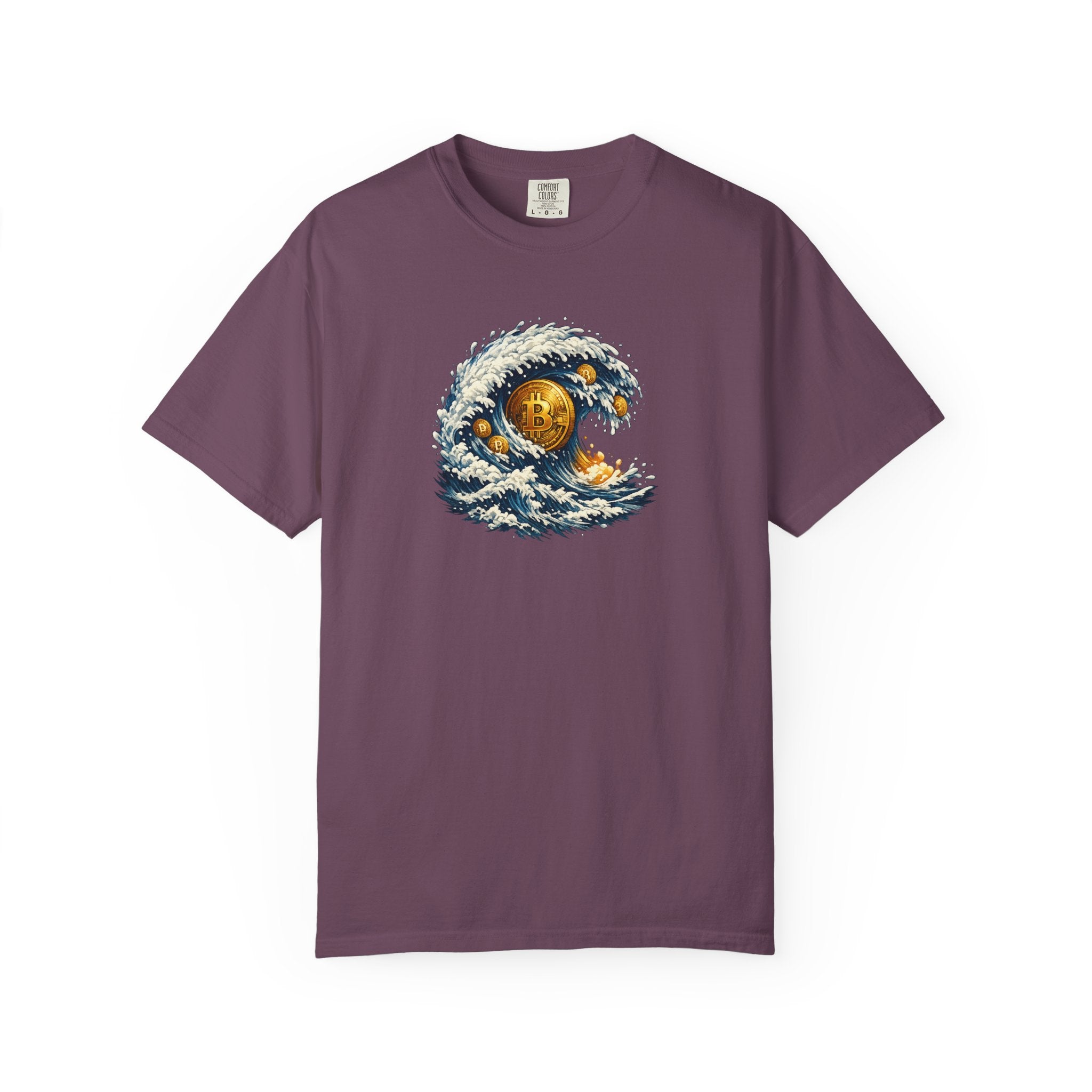 Bitcoin Tidal Wave T-Shirt Futuristic Crypto Graphic Tee Bitcoin Art Shirt Crypto Gift 12 colors 100% cotton