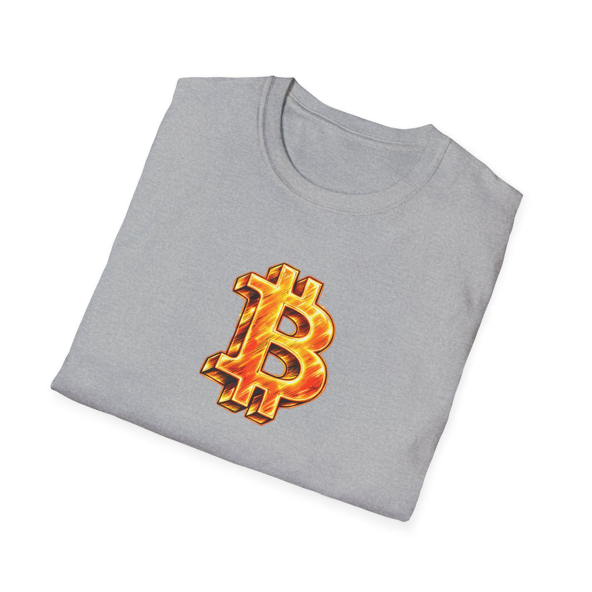 Fiery Bitcoin Logo Softstyle® T-Shirt Bold BTC Graphic Tee for HODLers & Bitcoin Fans 4 colors - 100% cotton