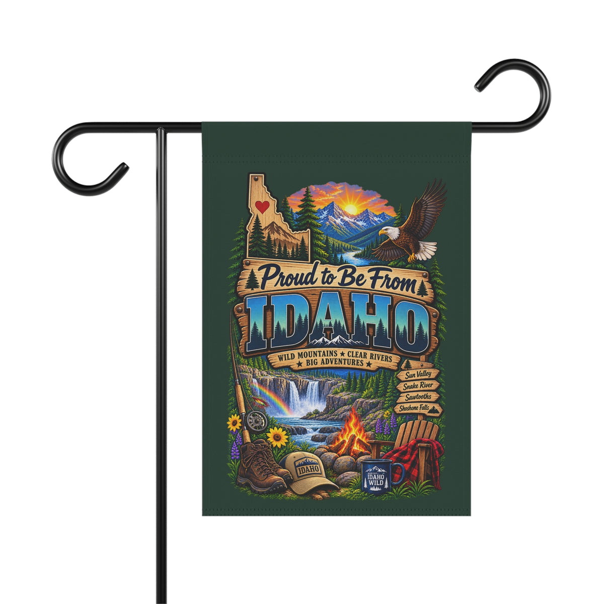SatsandStripes.com Proud to Be From Idaho Garden Flag – Mountains, Rivers, Eagle & Wild Idaho Outdoor Yard Décor 12 x 18