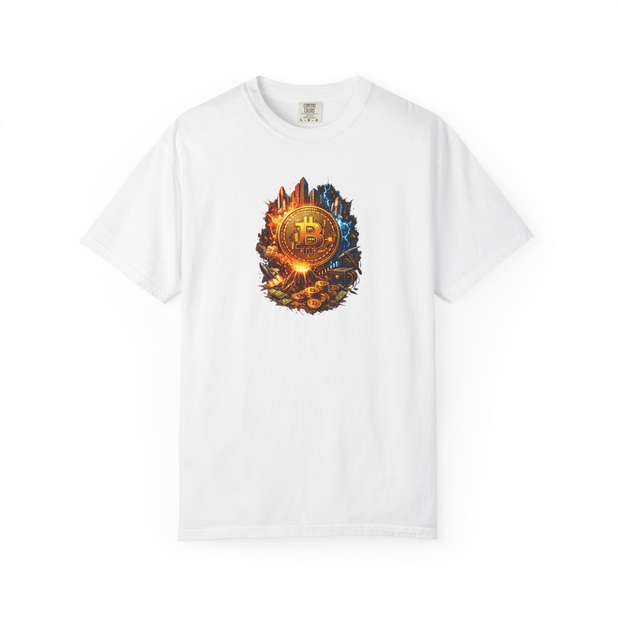 Bitcoin Fire & Steel T-Shirt Bold Crypto Graphic Tee Bitcoin Investor Shirt Digital Gold Crypto Shirt 3 colors 100% cotton