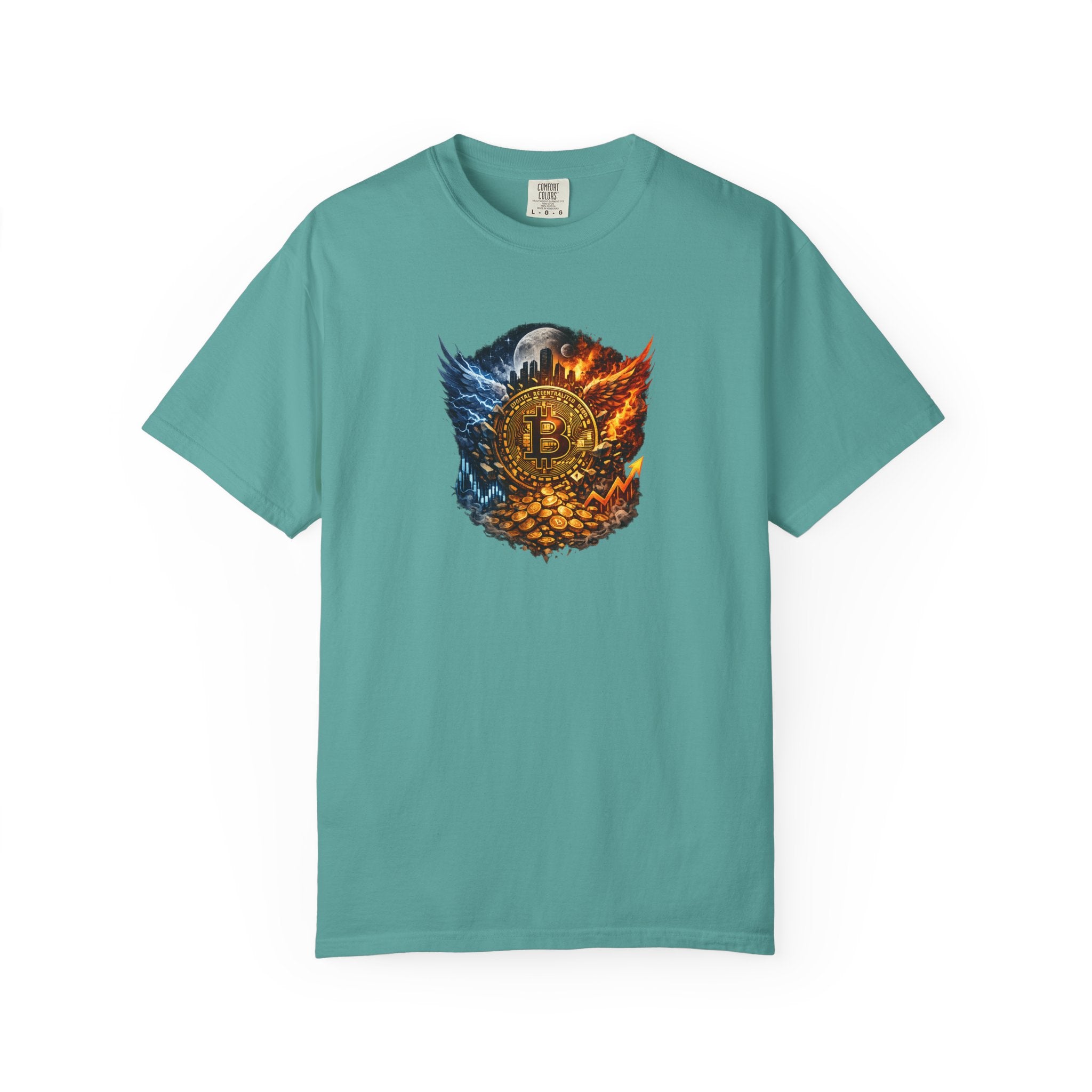 Bitcoin Fire & Ice Crest TShirt Crypto Nerd Shirt Bitcoin Streetwear Tee Gift for Crypto Investor 8 colors 100% cotton