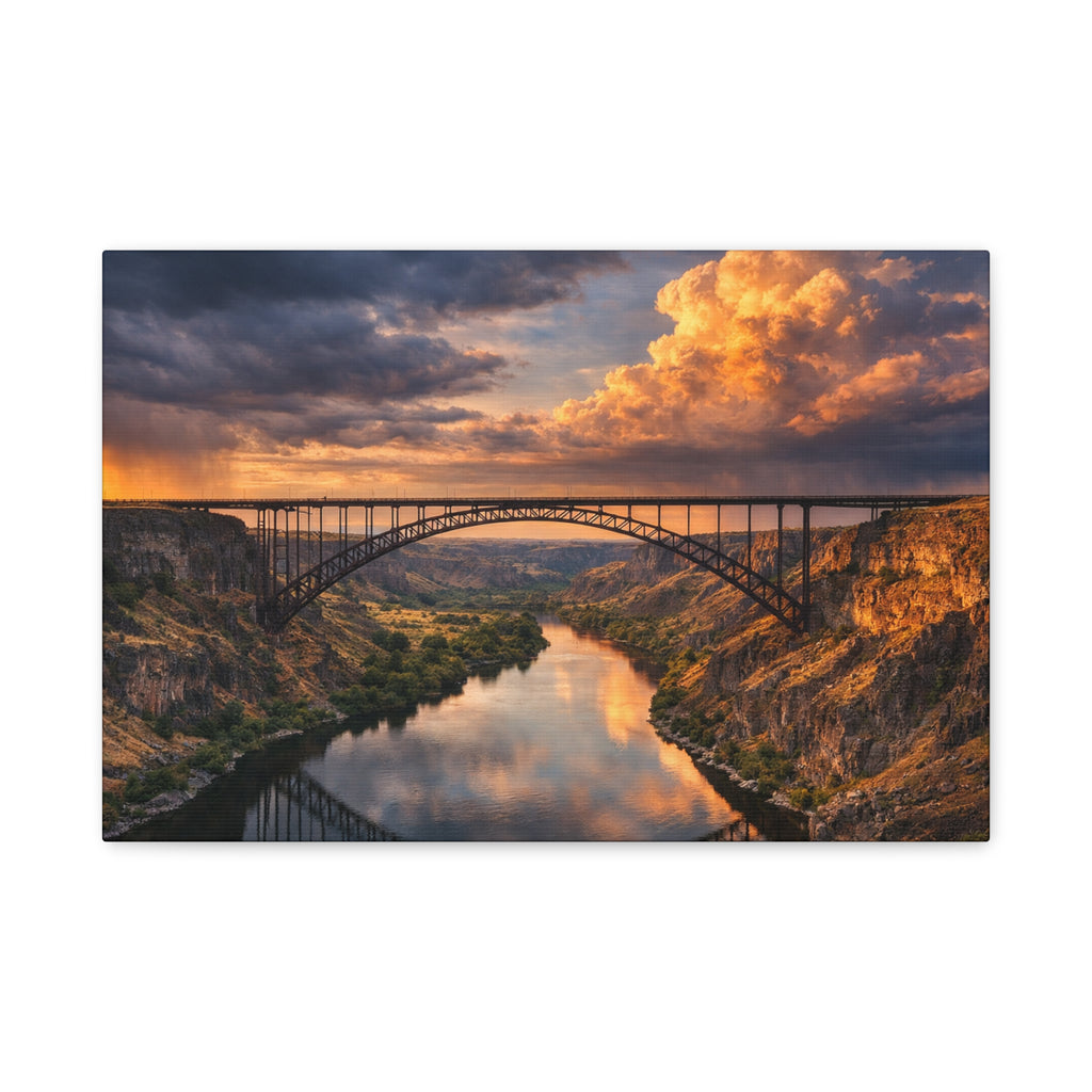 Perrine Bridge Canvas Wall Art Snake River Canyon Landscape Large Panoramic Photography Print Matte Canvas Stretched 1.25 6 sizes