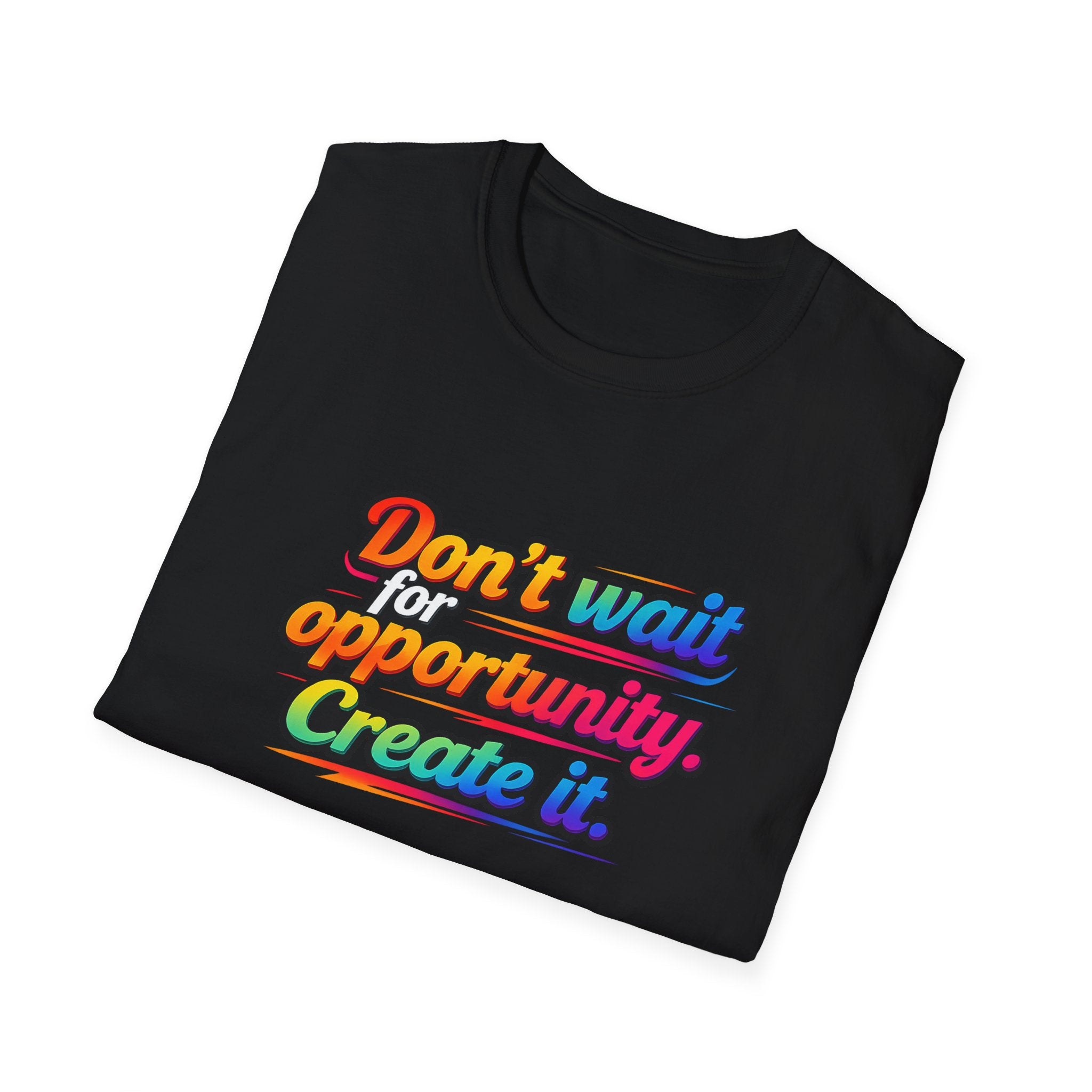 Create Your Opportunity Bold Motivational Rainbow Typography Tee 5 colors 100% cotton