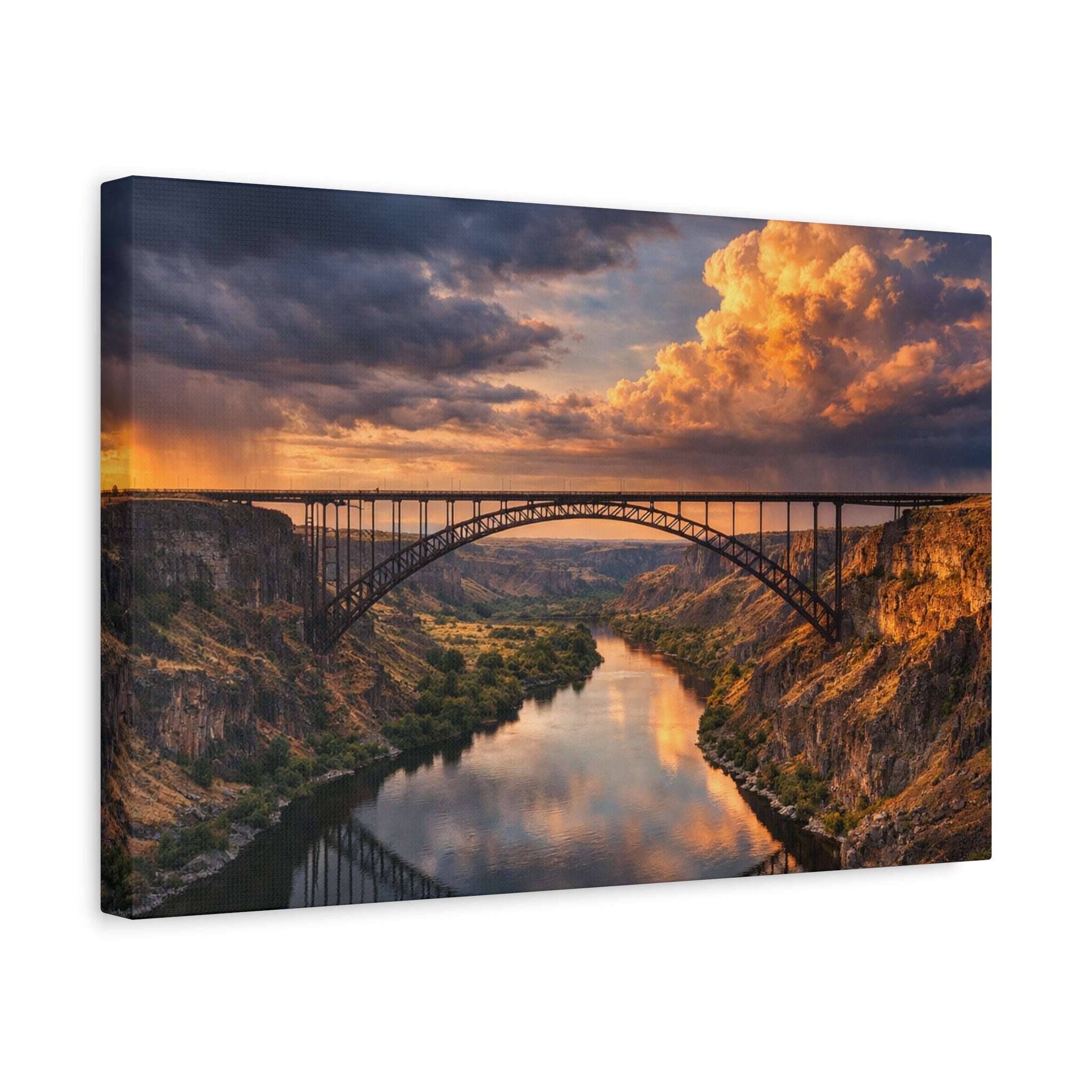 Perrine Bridge Canvas Wall Art Snake River Canyon Landscape Large Panoramic Photography Print Matte Canvas Stretched 1.25 6 sizes