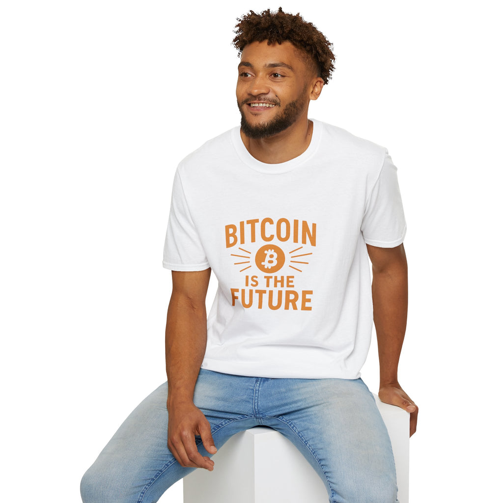 Bitcoin Is the Future Softstyle T-Shirt Tee Bold Ideas Timeless Message 3 colors 100% cotton