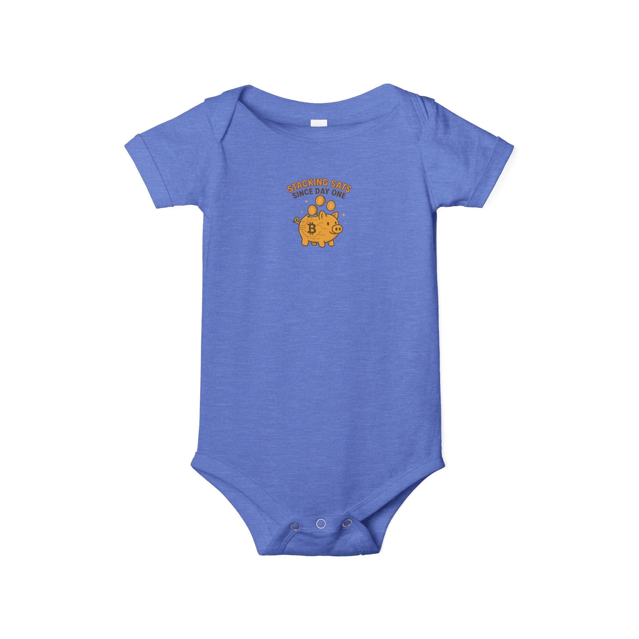 Bitcoin Baby Onesie Stacking Sats Since Day One Cute Crypto Piggy Bank Bodysuit 6 colors 100% cotton