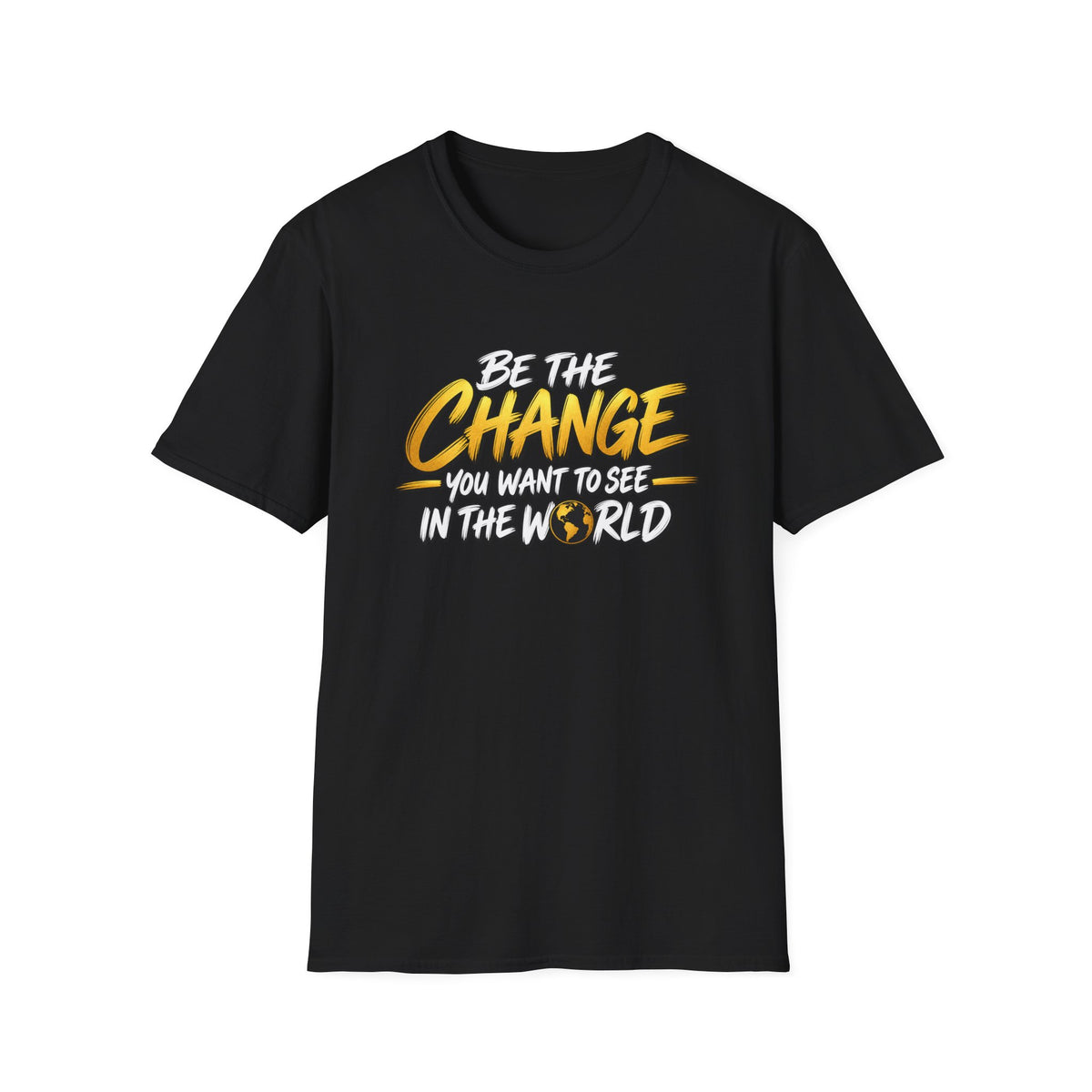 Satsandtripes.com Be the Change T-Shirt – Inspirational World Change Graphic Tee Black