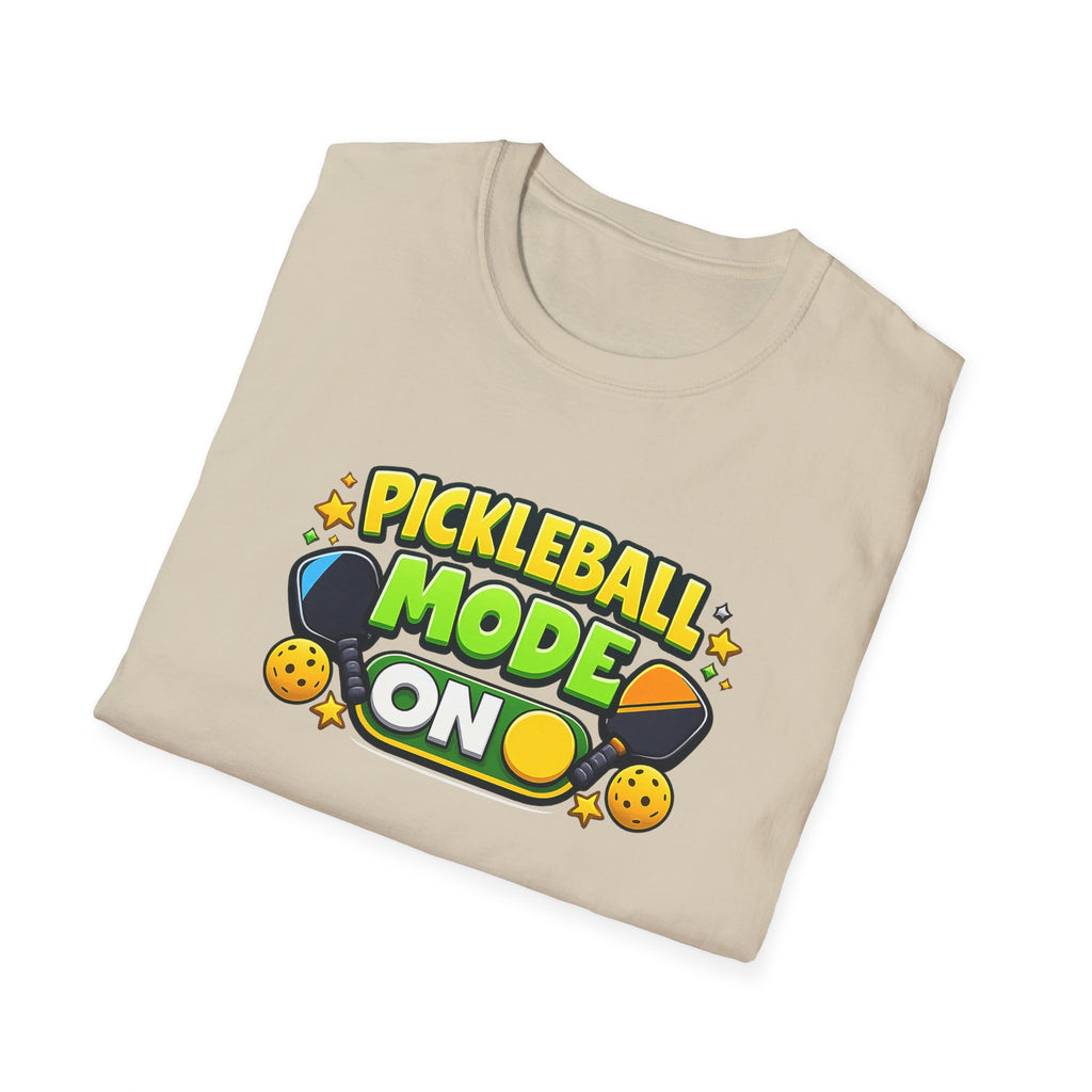 Pickleball Mode ON T-Shirt - Funny Pickleball Shirt for Men and Women, 5 Colors, 100% Cotton