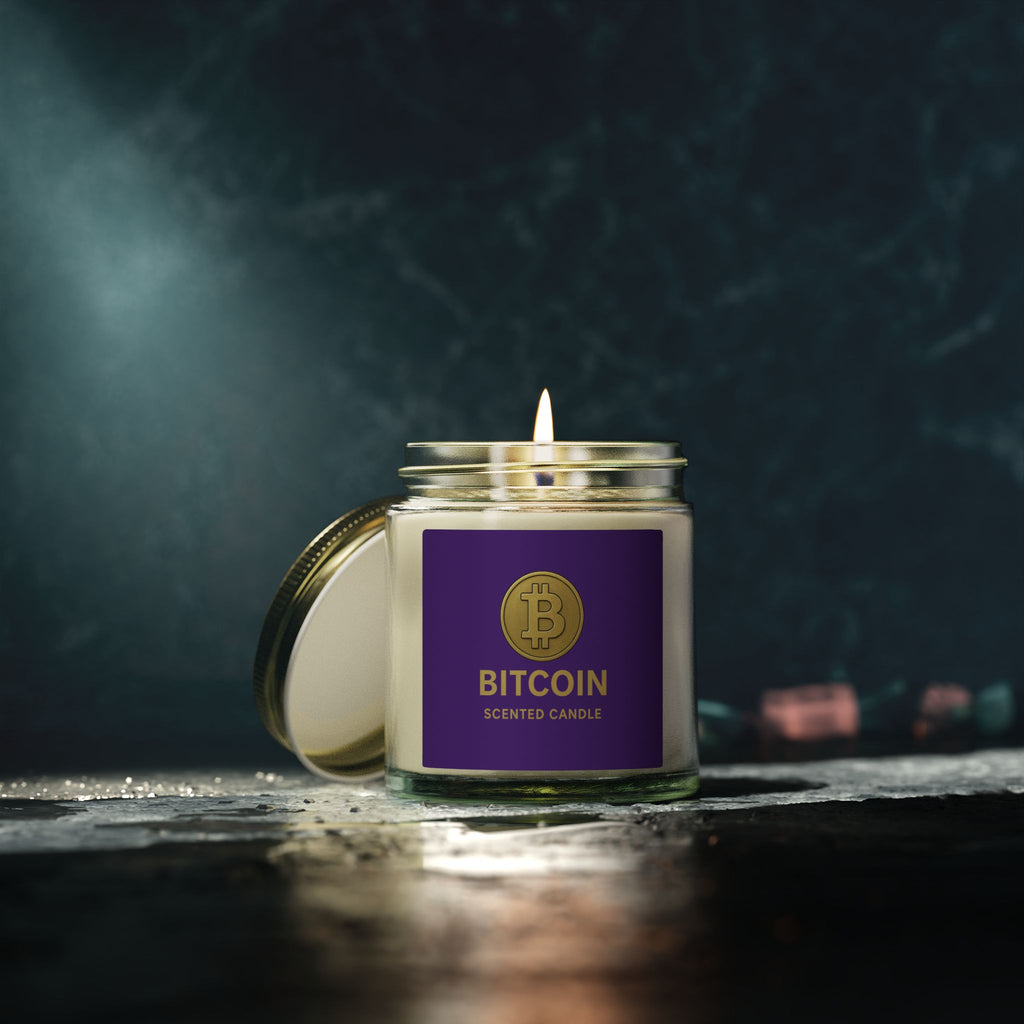 Bitcoin Logo Candle Coconut Apricot Scented Candle 4 oz & 9 oz sizes 8 fragrances available