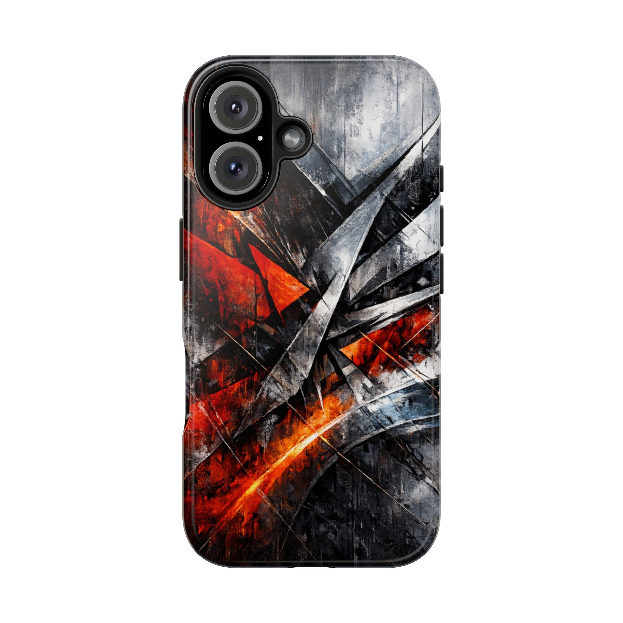 Abstrakte Rot-Schwarze Handyhülle Geometrisches Armor-Design Stoßfeste Hülle iPhone & Samsung