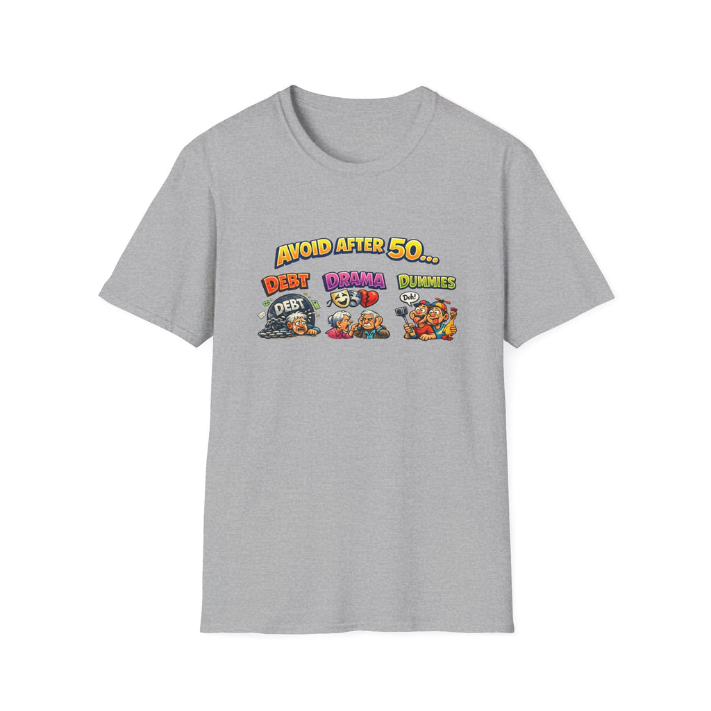 Avoid After 50 Funny T-Shirt Birthday Gift for Men & Women Over 50 Sarcastic Aging Tee 8 colors 100% cotton