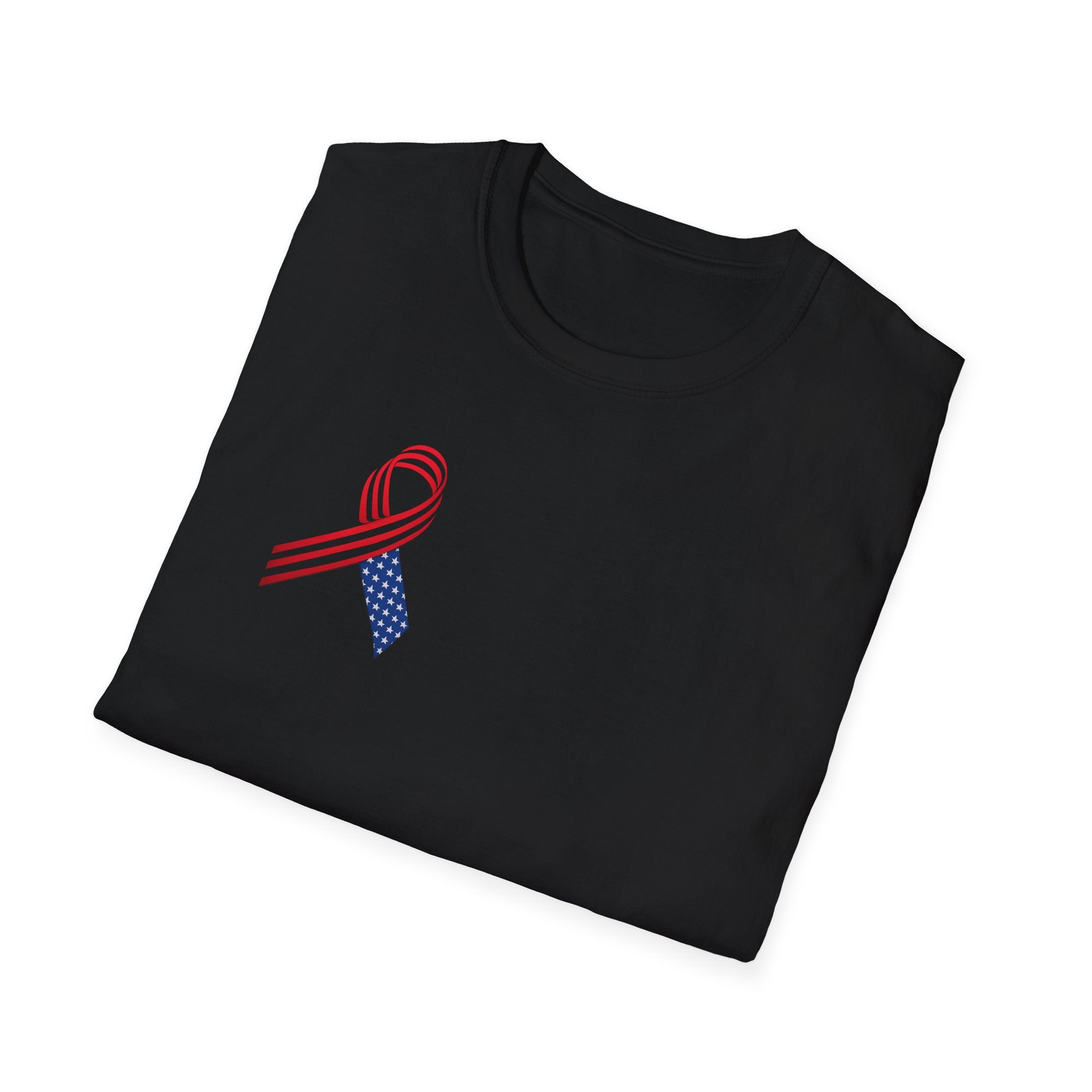 Patriotic Awareness Ribbon T-Shirt Red White Blue USA Veterans Memorial Support Shirt Minimal Patriotic Tee 5 colors 100% cotton