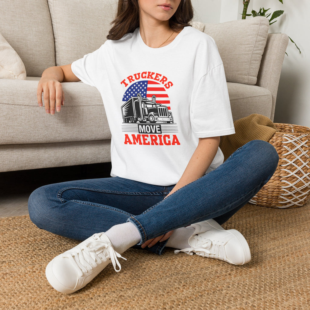 Truckers Move America Shirt Patriotic Trucker Tee American Flag Semi Truck T-Shirt Proud Truck Driver Gift 7 colors 100% cotton