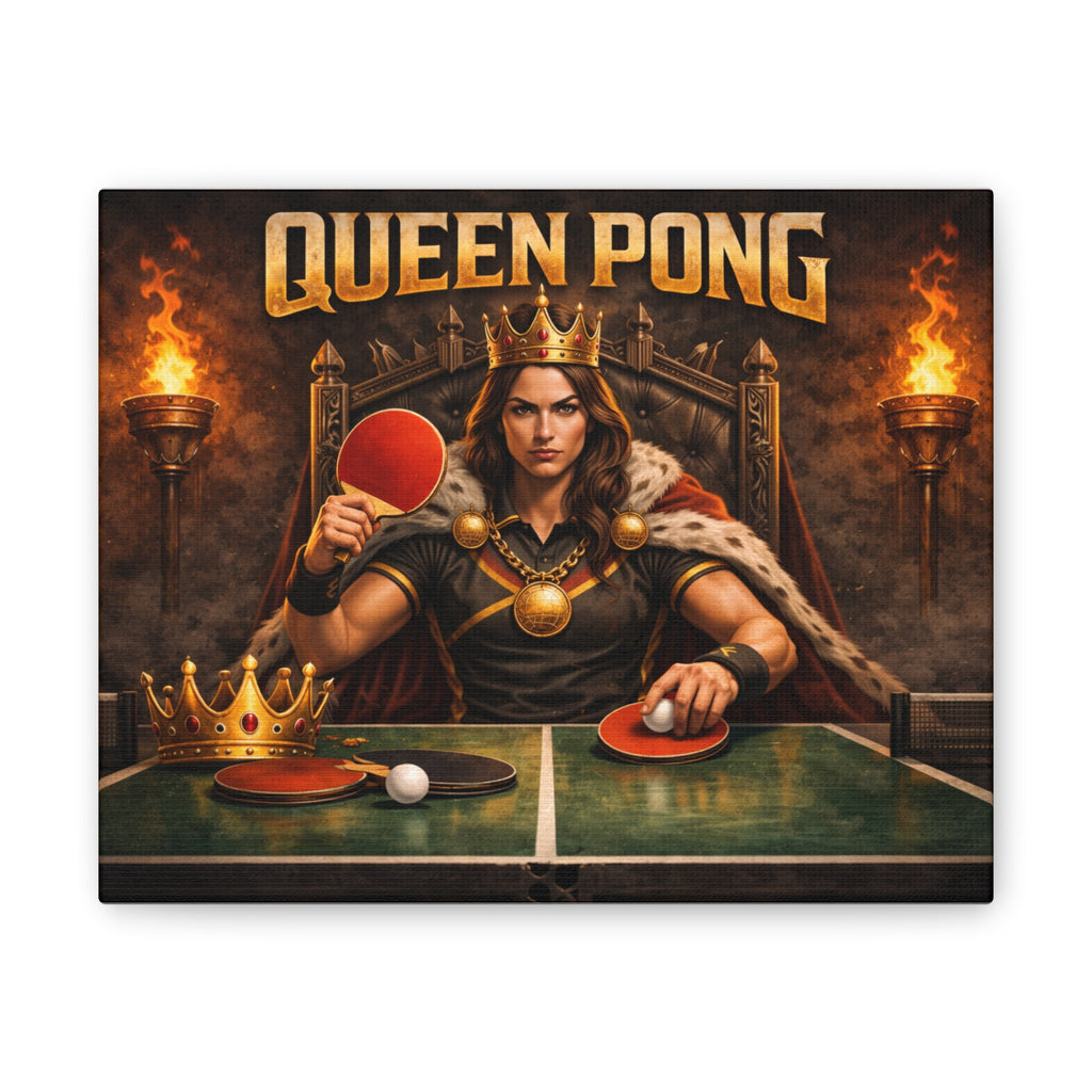 Queen Pong Table Tennis Canvas Stretched Canvas Wall Art Game Room Decor 10 x 8