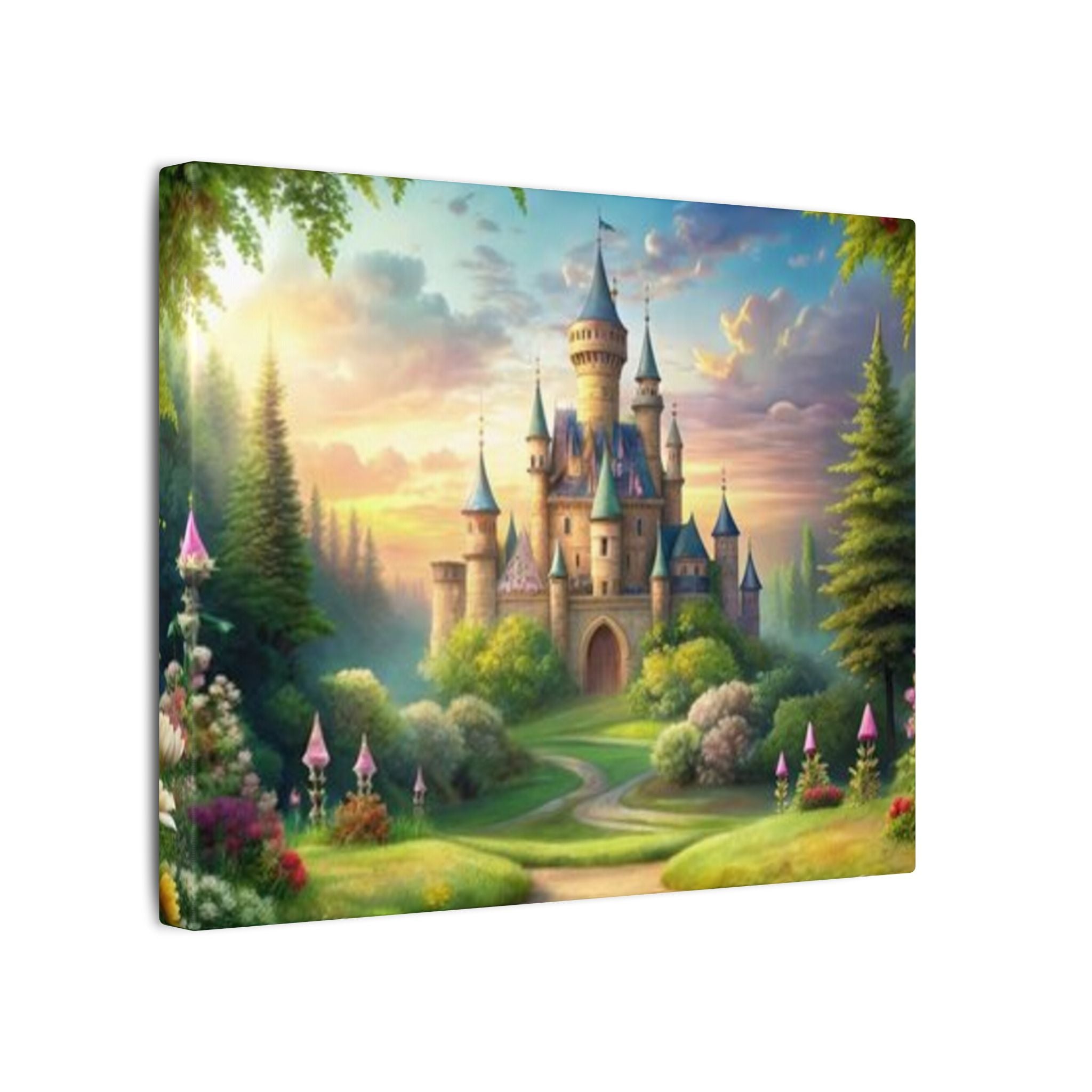 Fantasy Castle Wall Art for Girls Room Princess Nursery Canvas Fairytale Castle Wall Decor Kids Bedroom Art 2 Sizes Available
