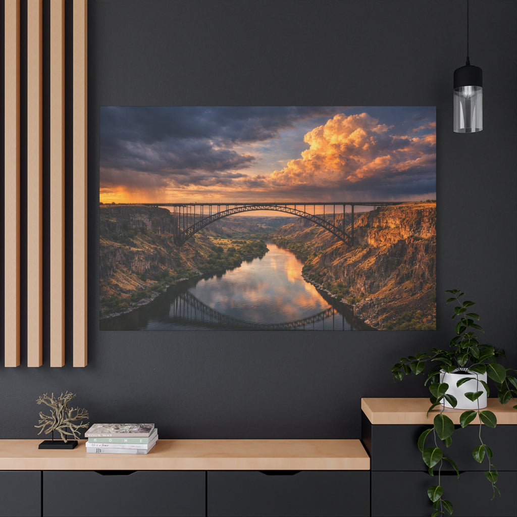 Perrine Bridge Canvas Wall Art Snake River Canyon Landscape Large Panoramic Photography Print Matte Canvas Stretched 1.25 6 sizes