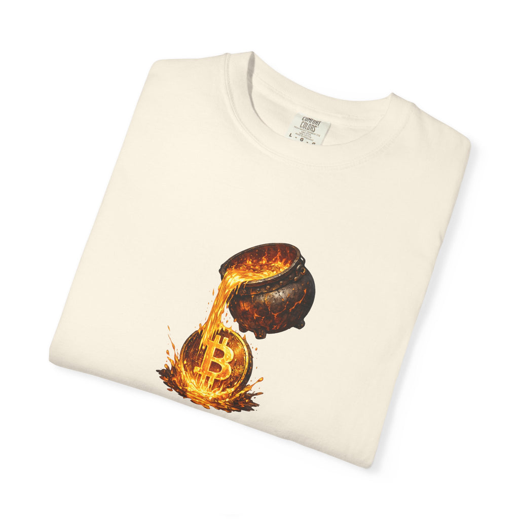Molten Bitcoin Pour Tshirt Crypto Lava Gold Graphic Tee Bitcoin Investor Shirt 7 colors 100% cotton