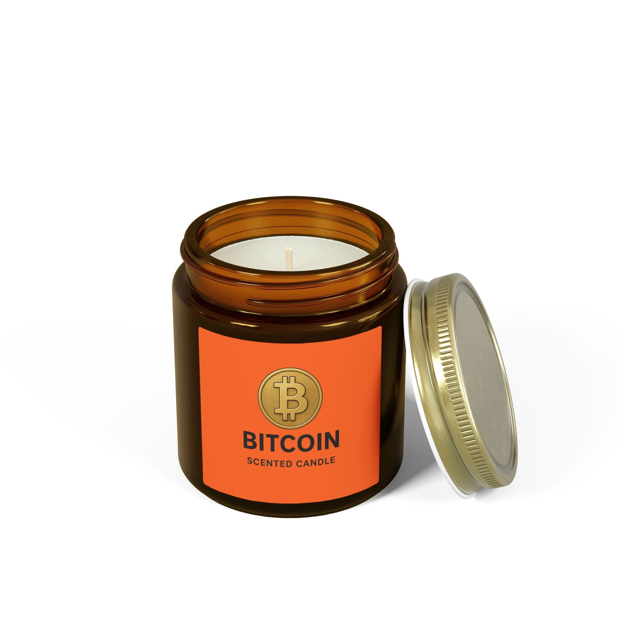 Bitcoin Logo Coconut-Apricot Wax Candle 4 oz & 9 oz sizes 8 fragrances available