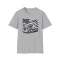 American Trucker Pride T-Shirt Patriotic Semi Truck Graphic Tee for Truck Drivers USA Flag Big Rig Shirt 5 colors 100% cotton
