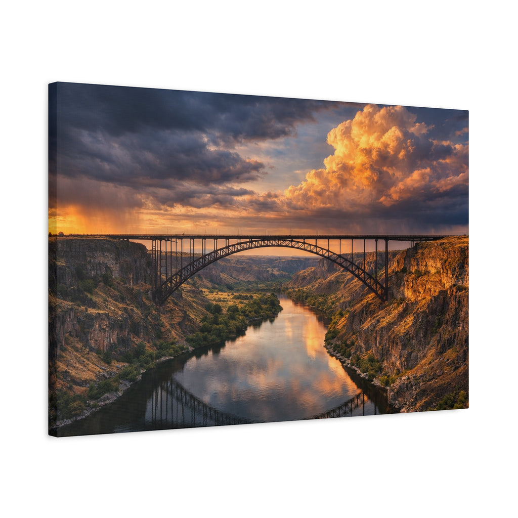 Perrine Bridge Canvas Wall Art Snake River Canyon Landscape Large Panoramic Photography Print Matte Canvas Stretched 1.25 6 sizes