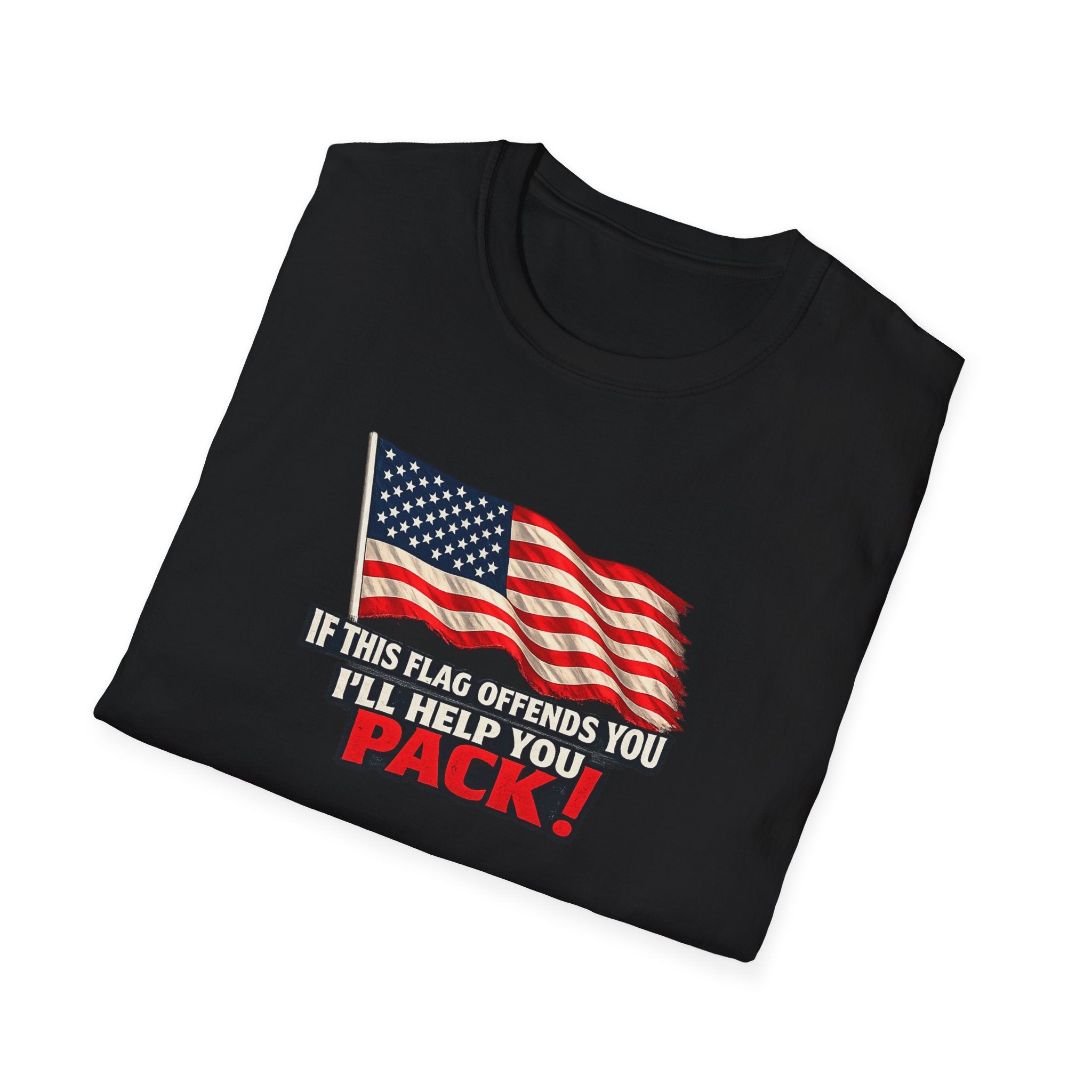 Wenn diese Flagge Sie beleidigt, helfe ich Ihnen beim Packen Tee Patriotisches American Flag Shirt Geschenk für Patrioten 7 Farben 100% Baumwolle