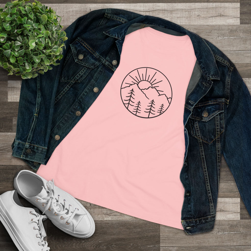 Mountain Sunrise Womens TShirt Minimalist Nature Graphic Tee Outdoor Adventure Shirt Hiking Lover Gift 6 colors 100% cotton