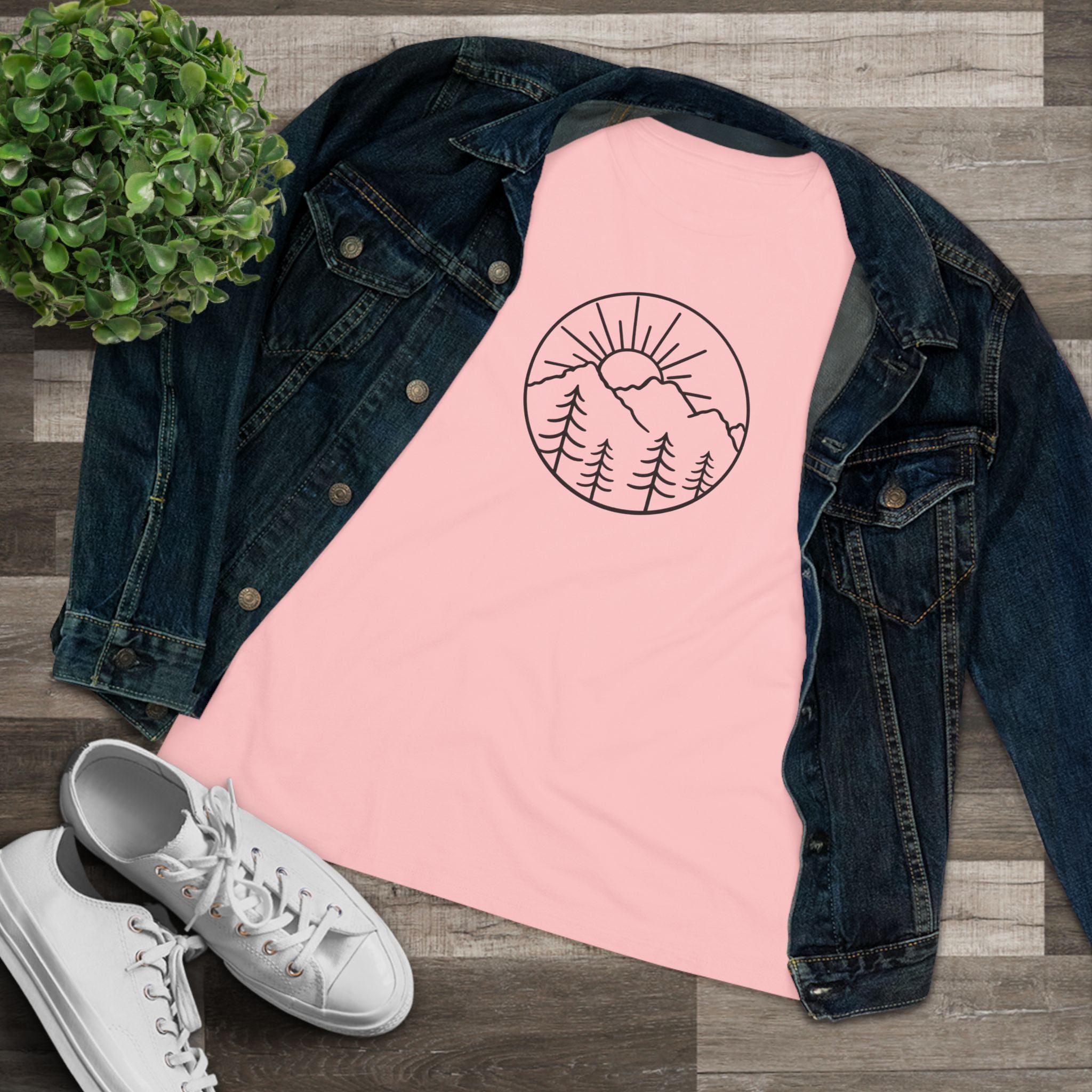 Mountain Sunrise Womens TShirt Minimalist Nature Graphic Tee Outdoor Adventure Shirt Hiking Lover Gift 6 colors 100% cotton