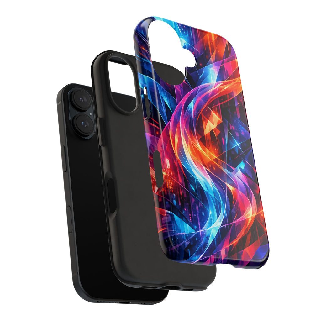 Neon Abstract Tough Phone Case Protective Case Impact Resistant Geometric Phone Cover Impact Resistant Case iPhone & Samsung