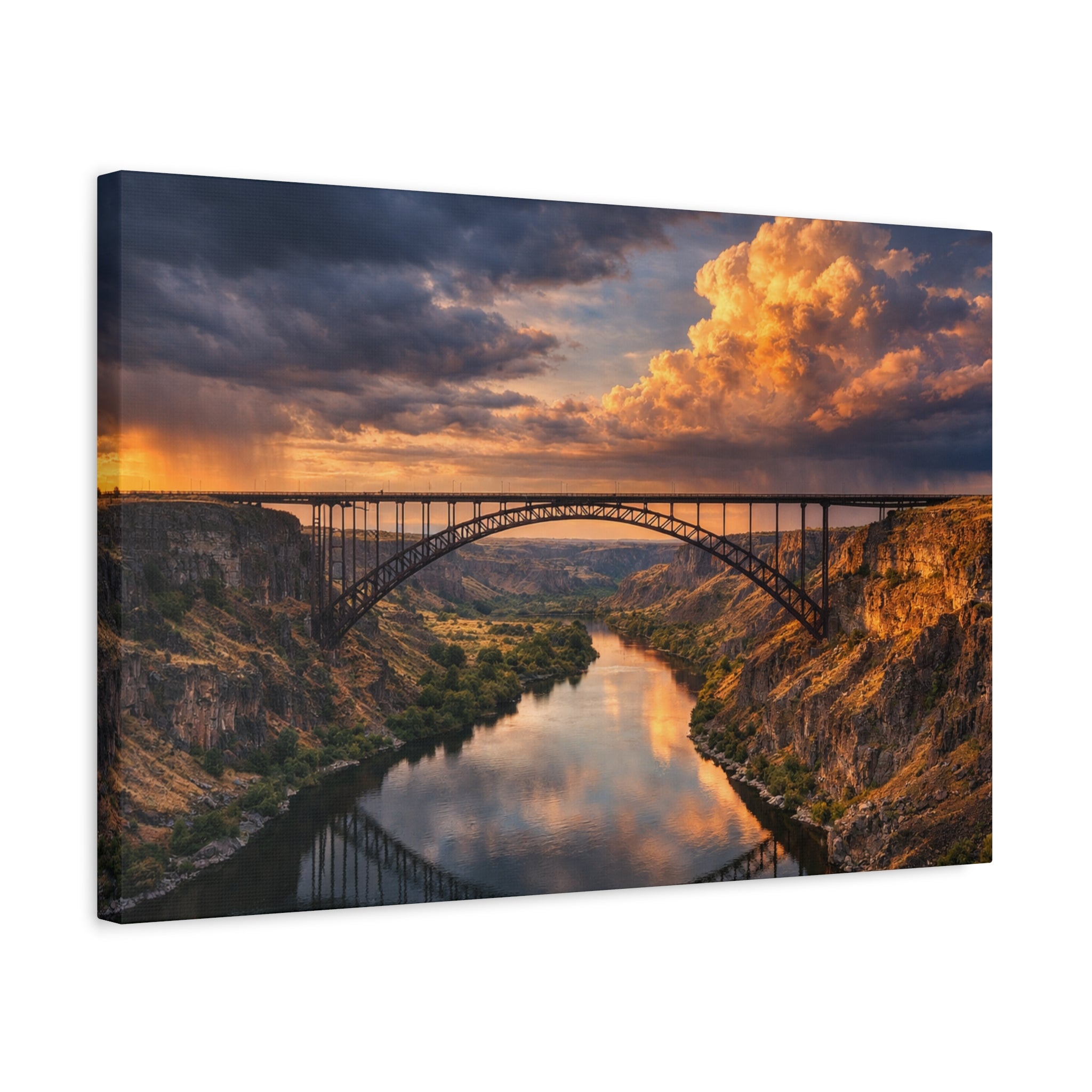 Perrine Bridge Canvas Wall Art Snake River Canyon Landscape Large Panoramic Photography Print Matte Canvas Stretched 1.25 6 sizes