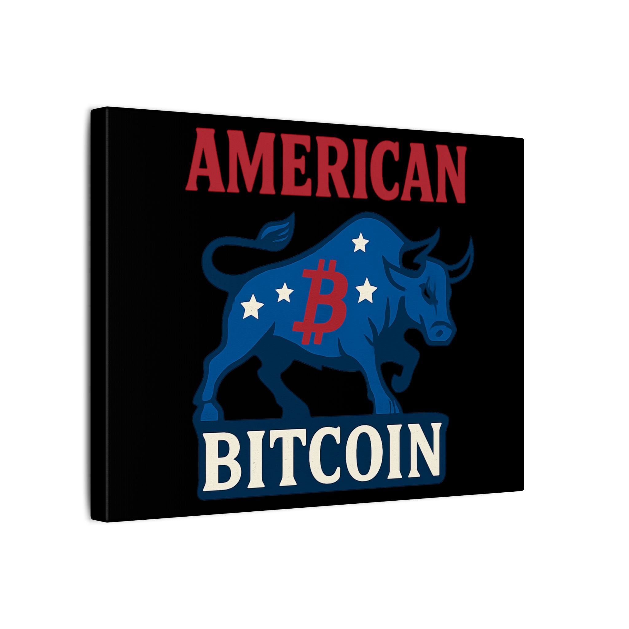 American Bitcoin Bull Canvas Wall Art Crypto Podcaster Studio Decor Patriotic Bitcoin Artwork 2 sizes