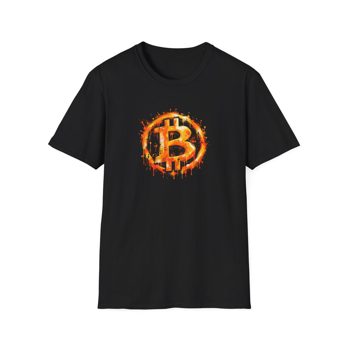 SatsandStripes.com Bitcoin Graffiti Spray Paint Softstyle® T-Shirt  Bold BTC Street Art Graphic Tee Black