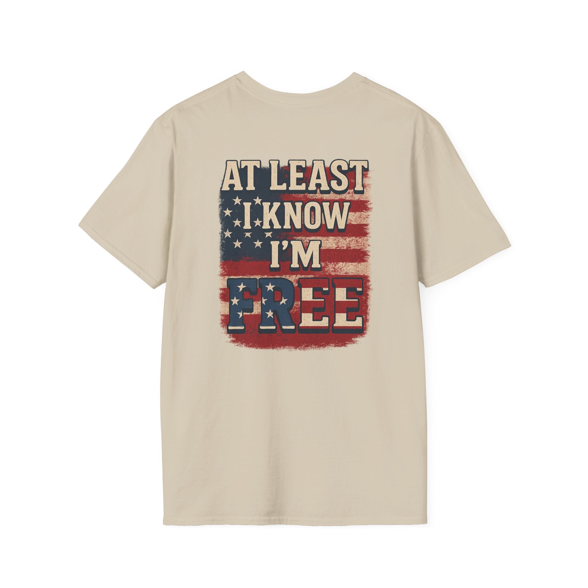 Proud to be an American at Least I know I'm Free Patriotic Tee with Eagle and Flag 5 colors 100% cotton
