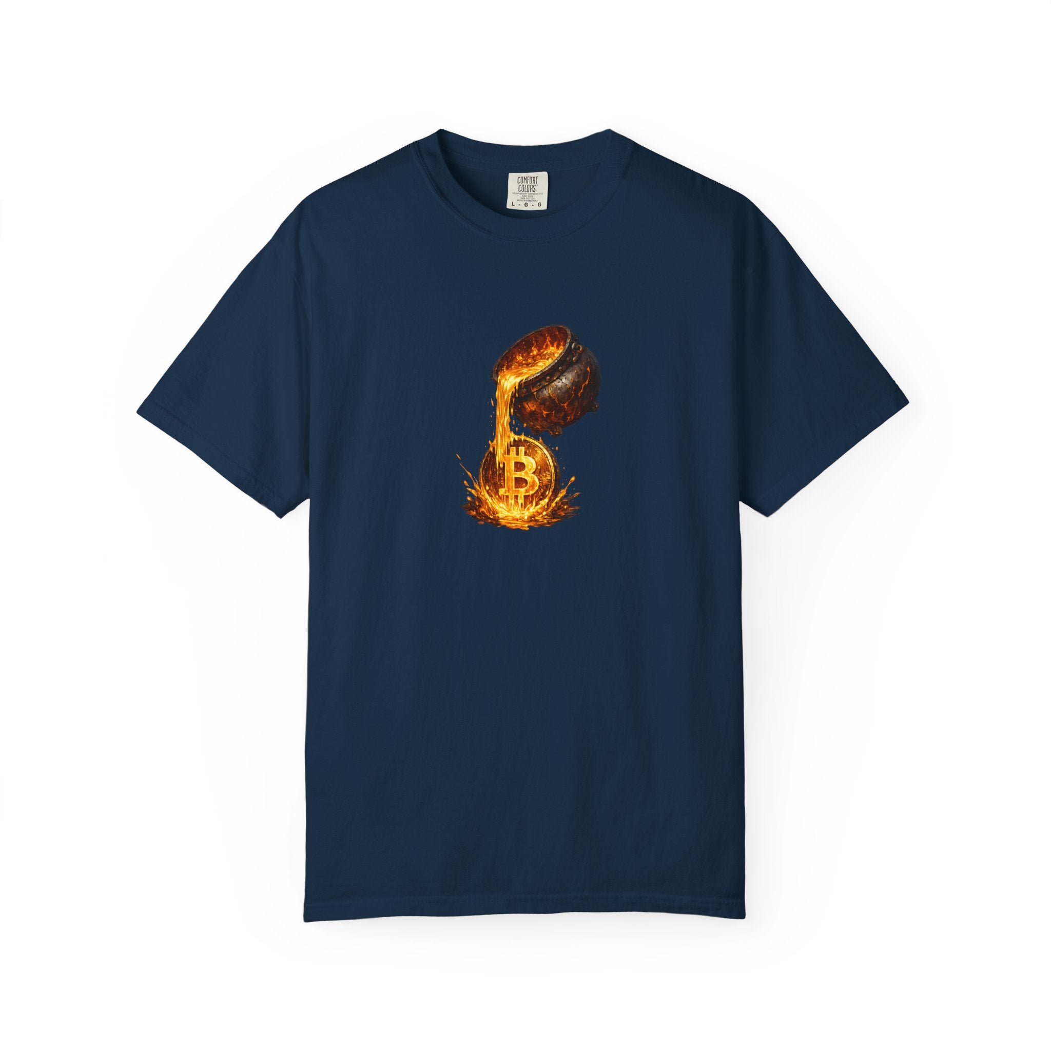 Molten Bitcoin Pour Tshirt Crypto Lava Gold Graphic Tee Bitcoin Investor Shirt 7 colors 100% cotton