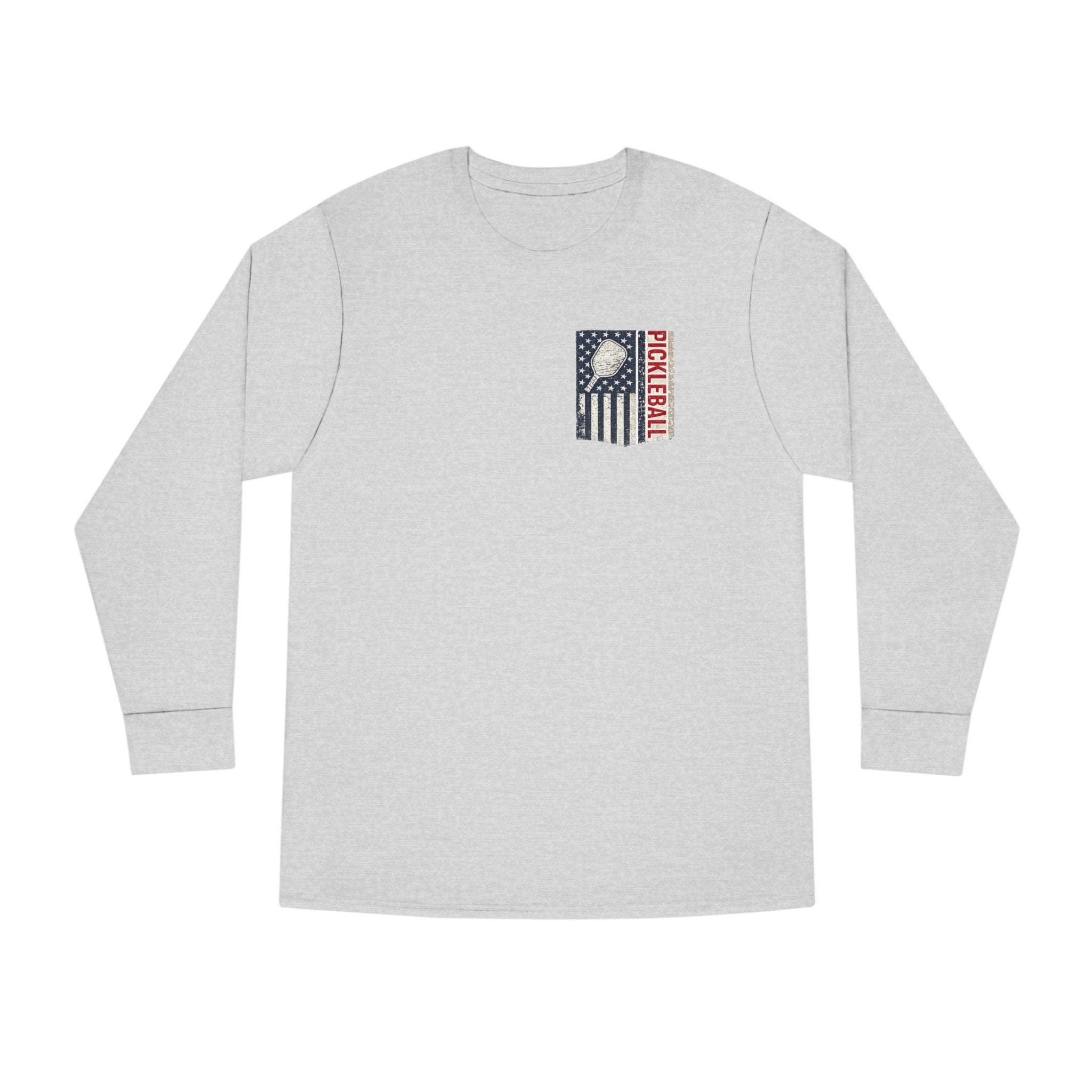 Women's Pickleball Flag Long Sleeve Shirt Vintage Patriotic USA Pickleball TShirt Tee Court Player Gift 7 colors 100% cotton