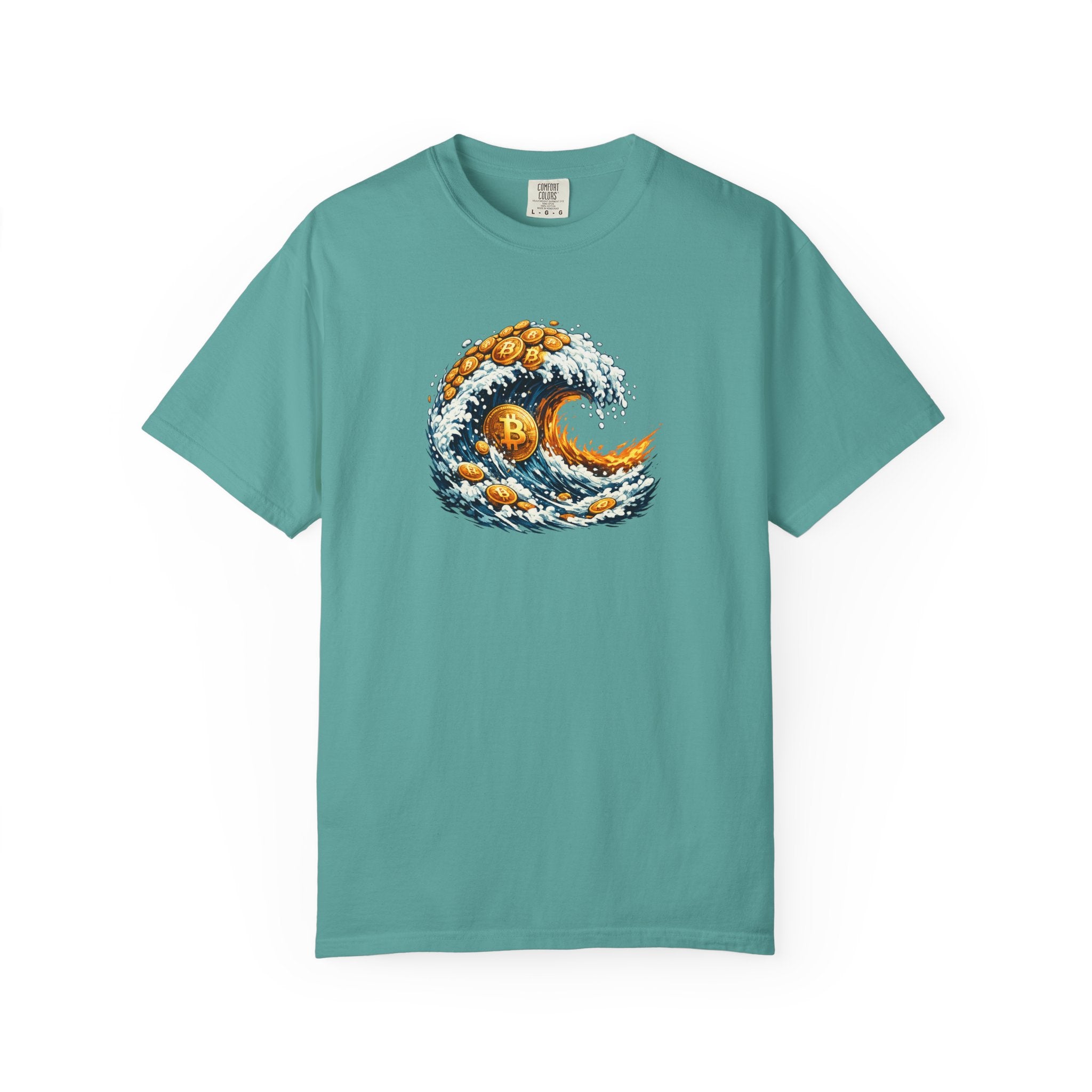 Bitcoin Tidal Wave T-Shirt Futuristic Crypto Graphic Tee Bitcoin Art Shirt Crypto Gift for Him 12 colors 100% cotton