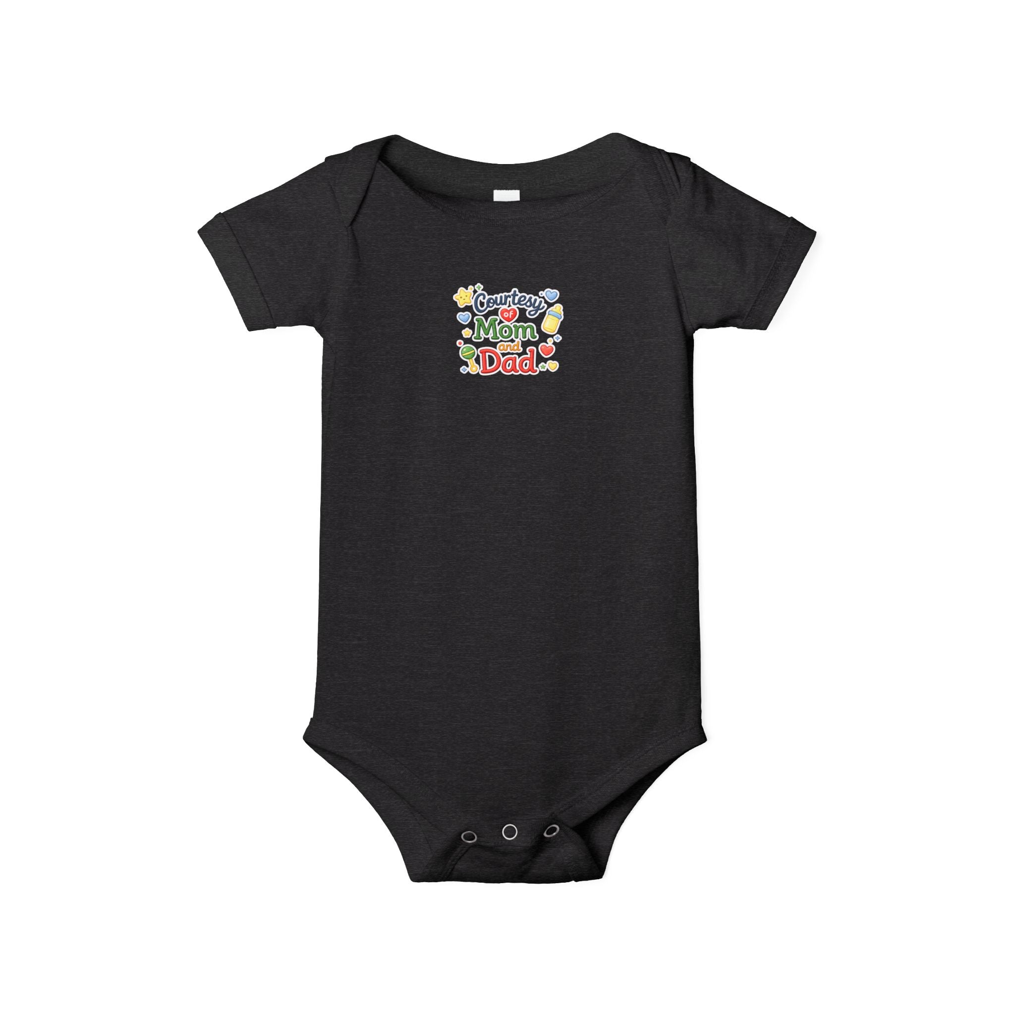 Courtesy of Mom and Dad Baby Onesie Cute Baby Shower Gift Infant Outfit for Boys or Girls Baby Announcement Outfit 7 colors