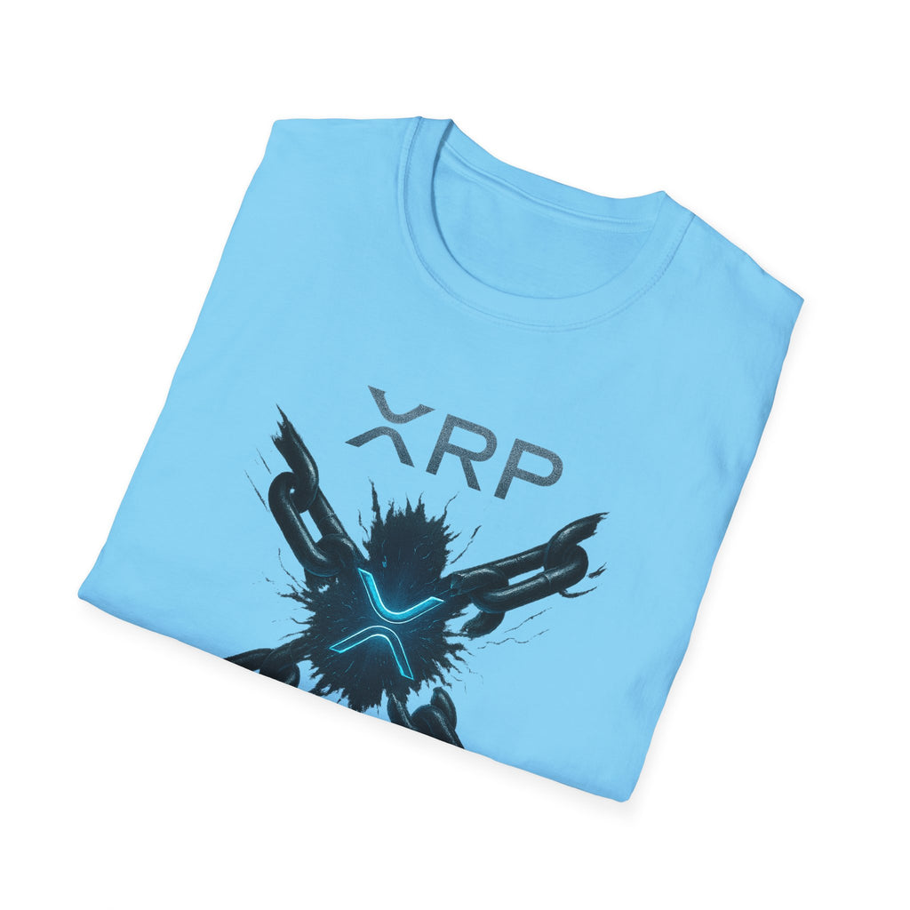 Sats and Stripes XRP Unchained Liquidity Ripple Crypto T-Shirt Blue Folded
