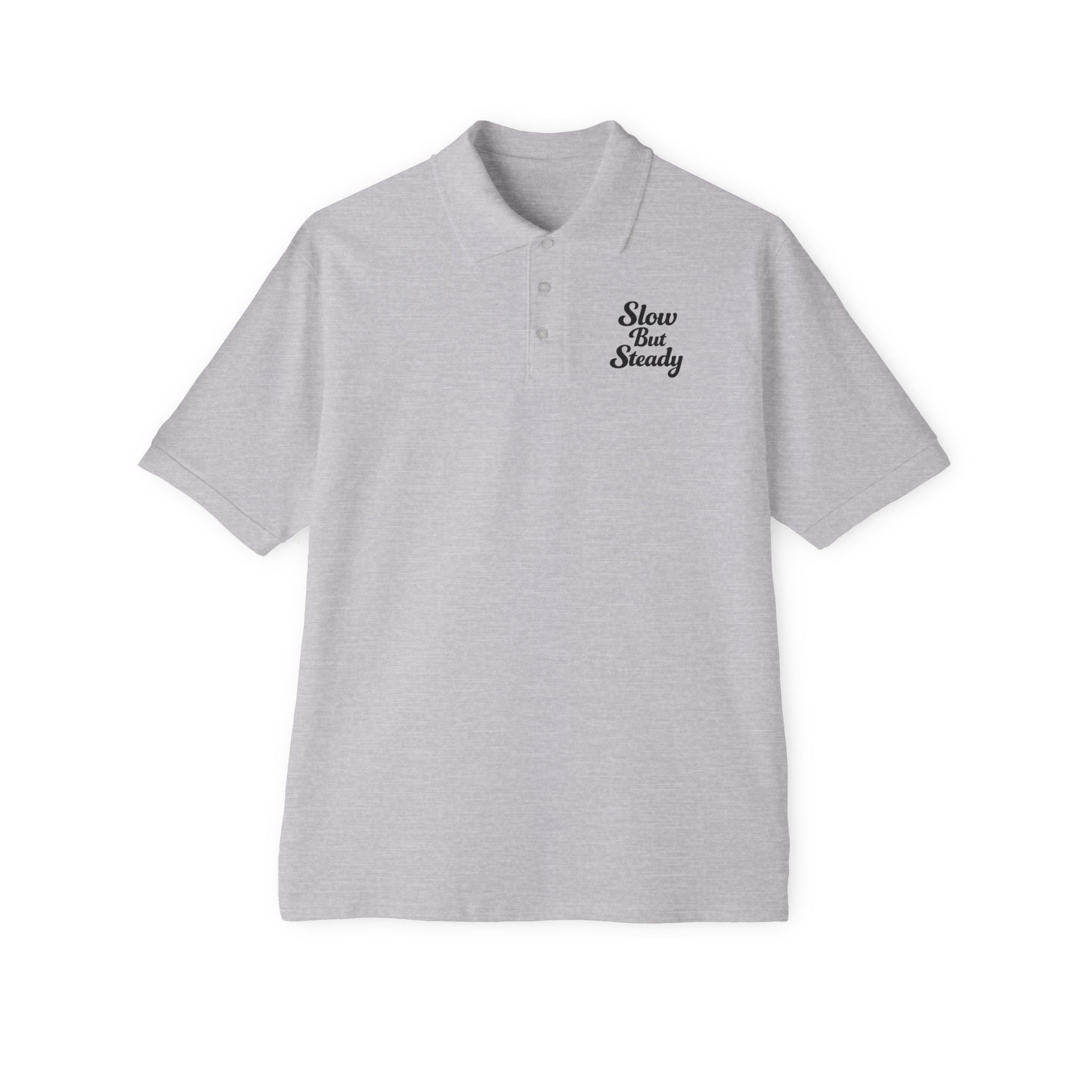 Slow But Steady Polo Shirt Motivational Polo Casual Graphic Polo Gift for Him Comfortable Everyday Shirt 6 colors 100% cotton