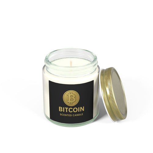 Bitcoin Logo Candle Coconut Apricot Wax Candle 4 oz & 9 oz sizes 8 fragrances available
