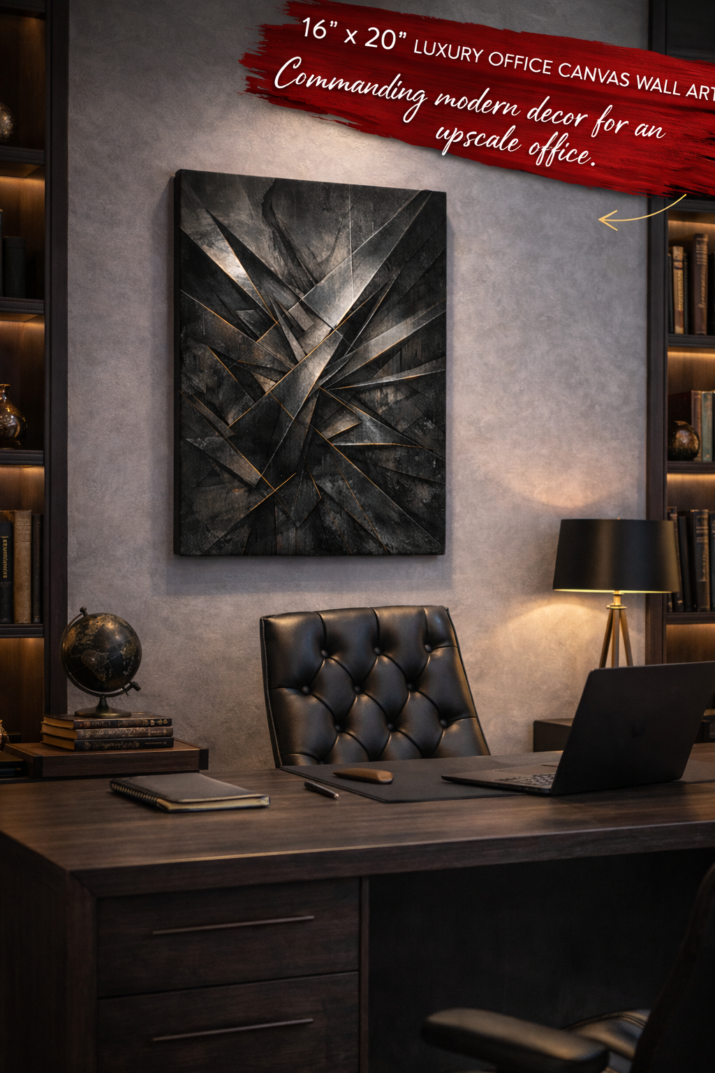 Geometric Steel Canvas Wall Art Industrial Metal Abstract Modern Masculine Office Decor Industrial Wall Art Dorm Decor 16" x 20"