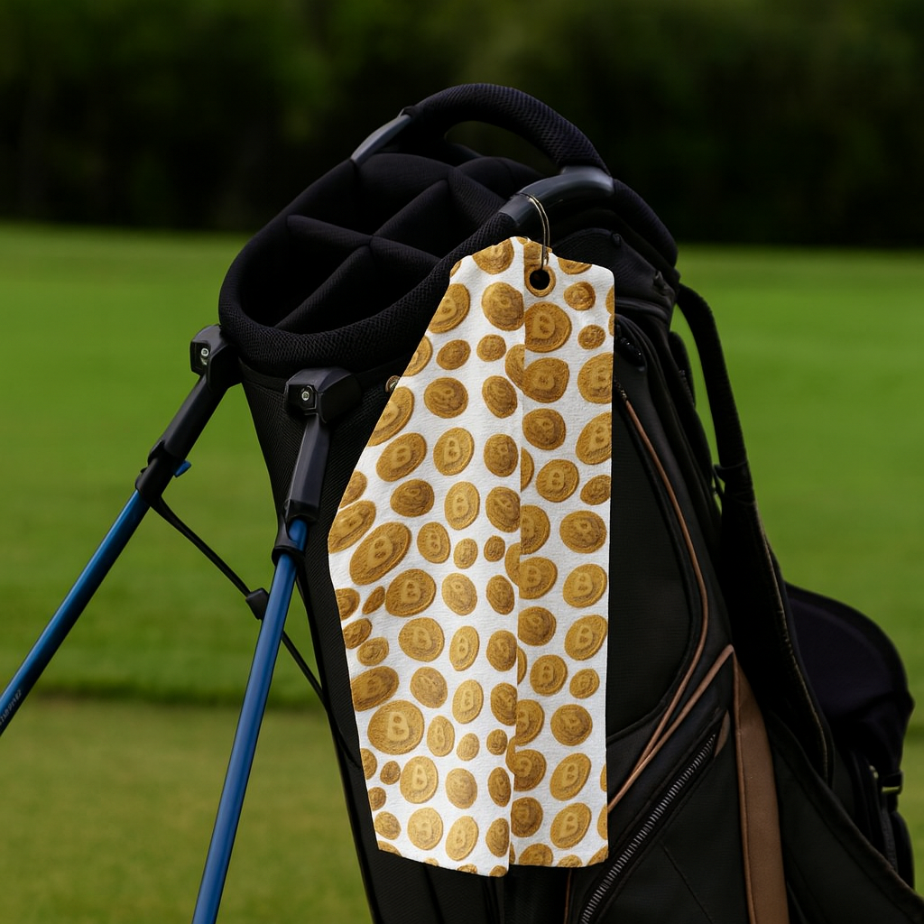 Fore the Bitcoin Golf Towel Crypto Coin Pattern Flex a little and let everyone know your game and your portfolio are solid