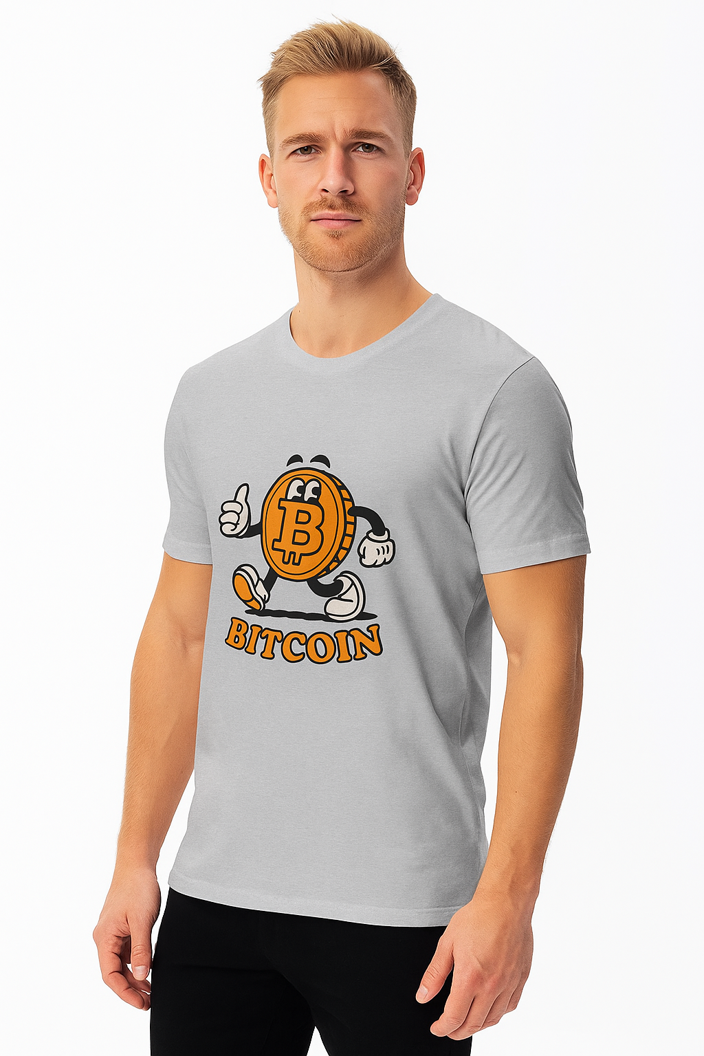 Bitcoin Tee with Character Who needs Gold when your Money has Legs 3 colors 100% cotton