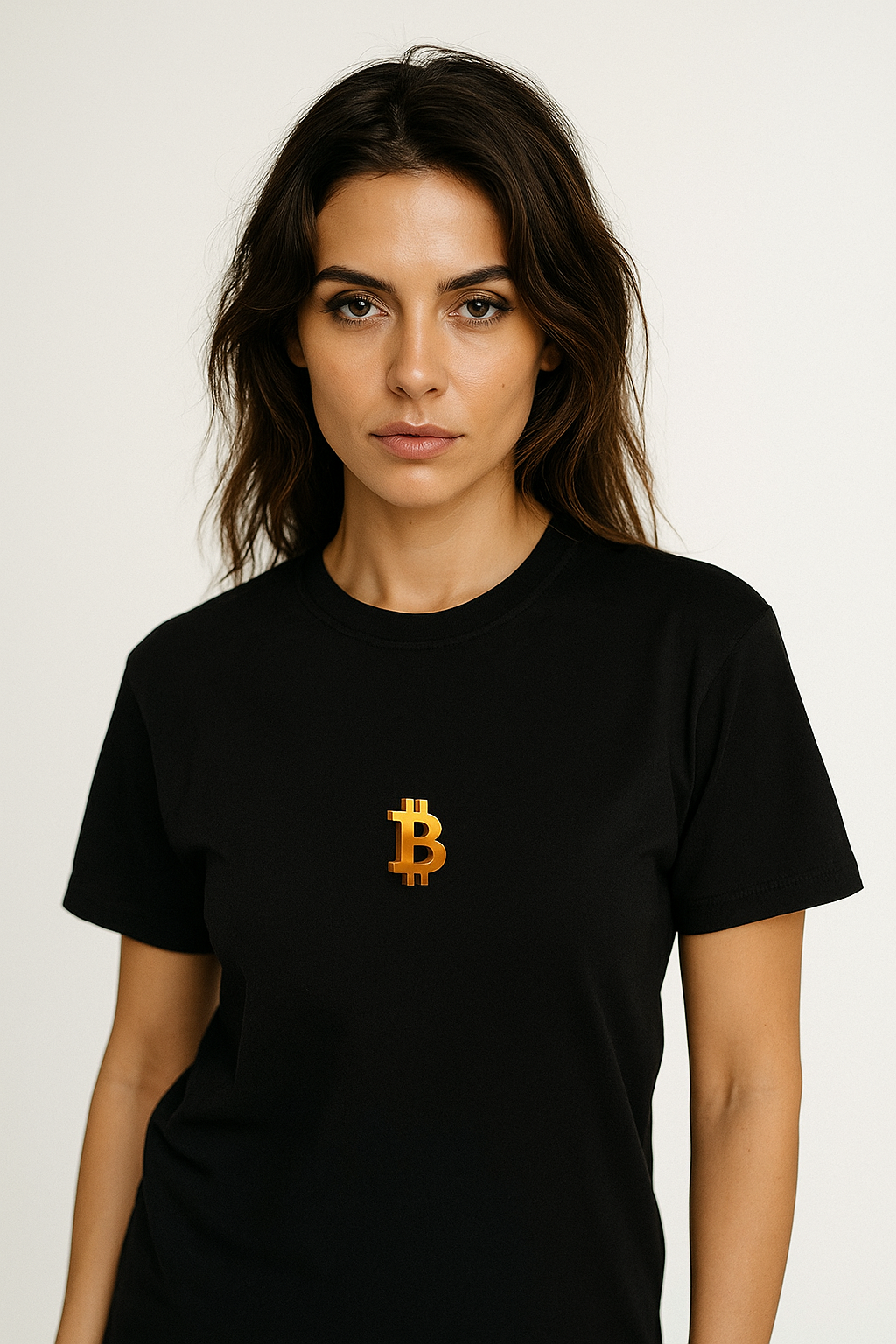 Solid Black Pure Gold Bitcoin T-Shirt Tee 100% cotton