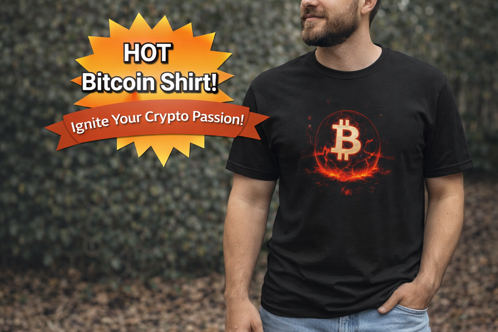 Bitcoin Inferno Orb T-Shirt Tee Ignite Your Crypto Style 100% cotton