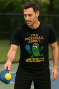 Sats and Stripes I'm a Pickleball Addict and I'm not Even Trying to Recover T-Shirt Black Male Model