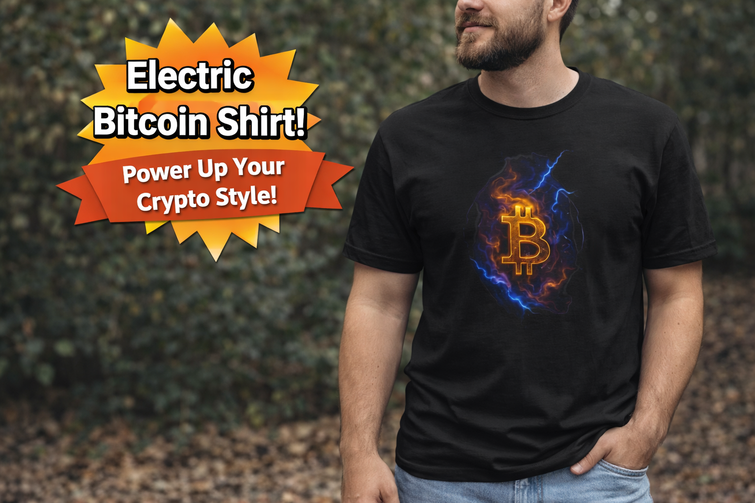Electric Gold Lightning Bitcoin Tee Crypto Power Unleashed BTC Tee 3 colors 100% cotton