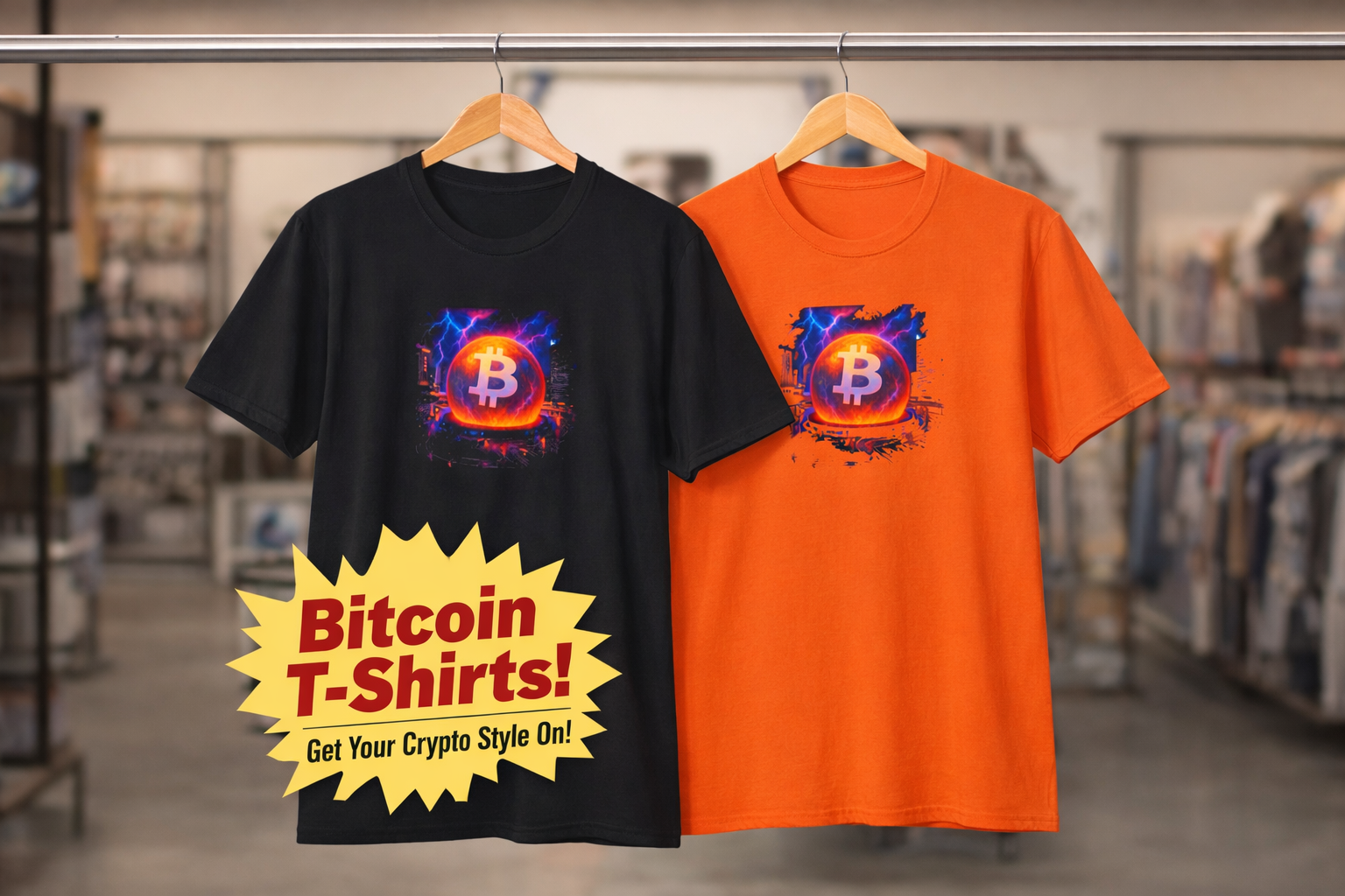 Bitcoin Storm T-Shirt Tee Crypto Lightning and Power 2 colors 100% cotton
