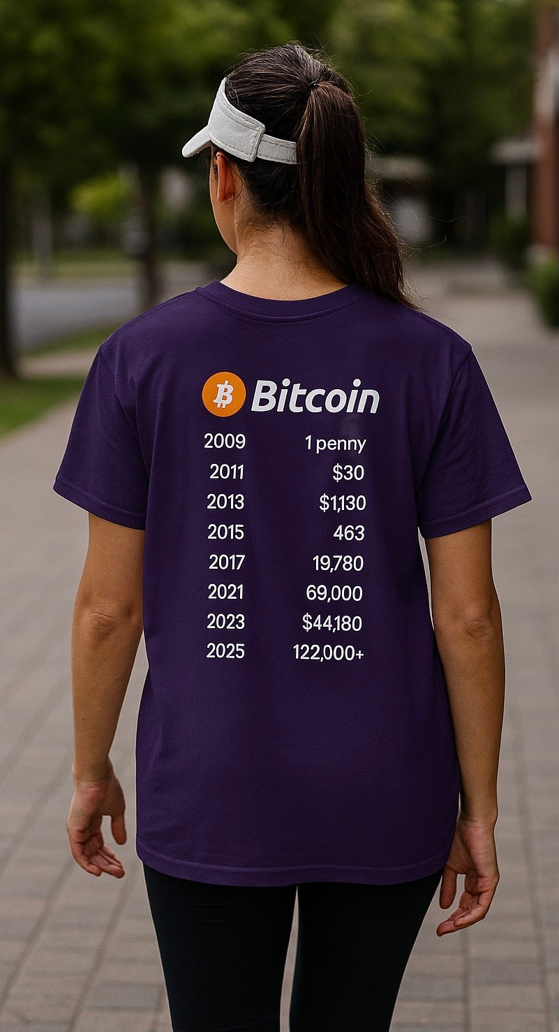 Bitcoin All-Time Highs Timeline T-Shirt Own a piece of Bitcoin history on a tee 6 colors 100% cotton