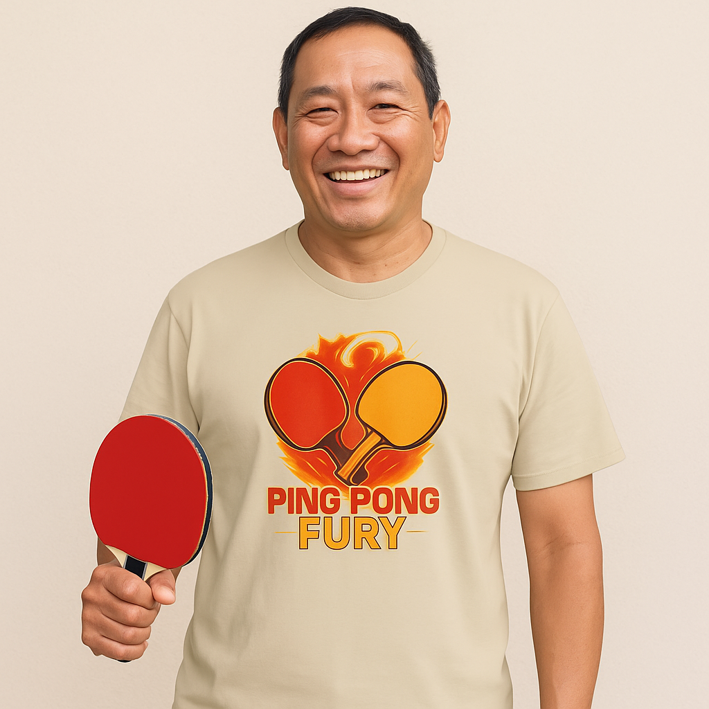Ping Pong Fury T-Shirt Competitive Table Tennis Paddle Design 6 colors 100% cotton