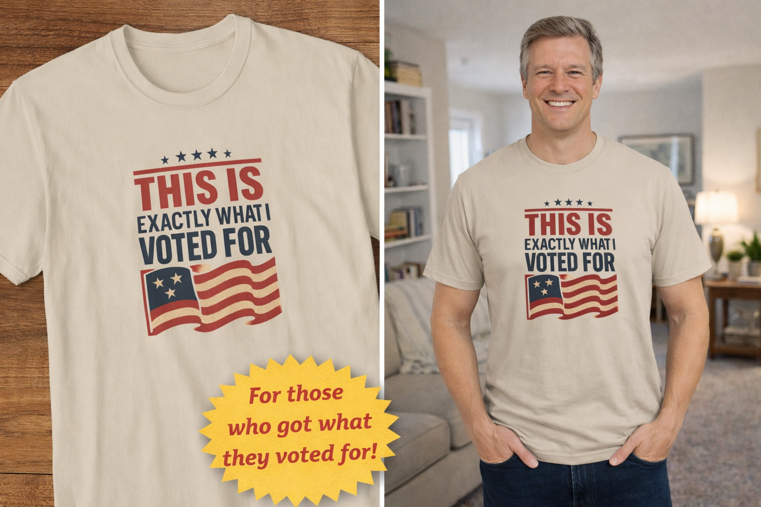 Show Your Voice American Pride Tee Patriotic Graphic T-Shirt Red White & Blue USA Flag 4 colors 100% cotton